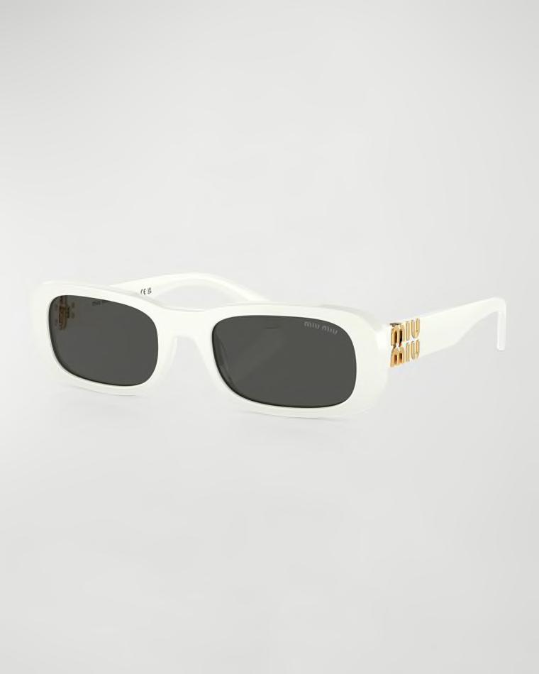 Logo Acetate Rectangular Sunglasses by MIU MIU