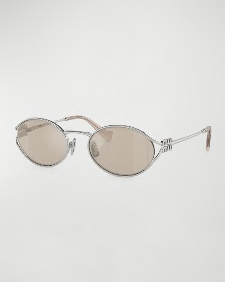 Logo Metal Oval Sunglasses by MIU MIU
