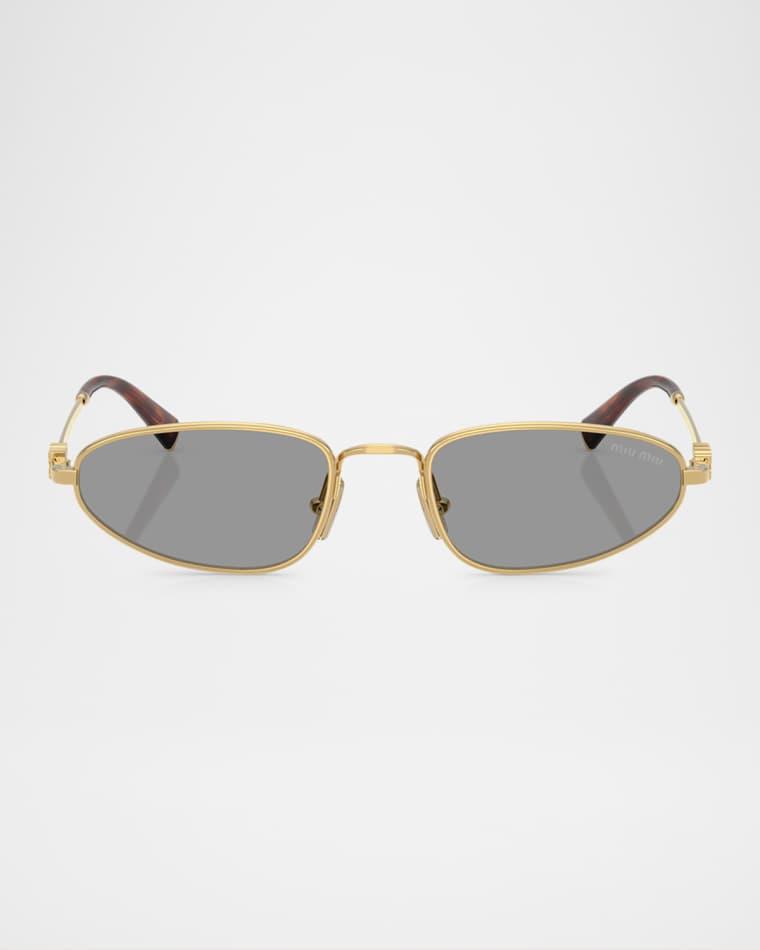 Logo Metal Oval Sunglasses by MIU MIU