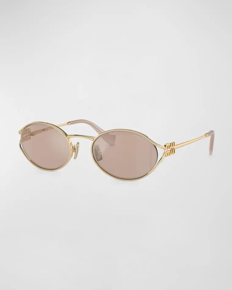 Logo Metal Oval Sunglasses by MIU MIU