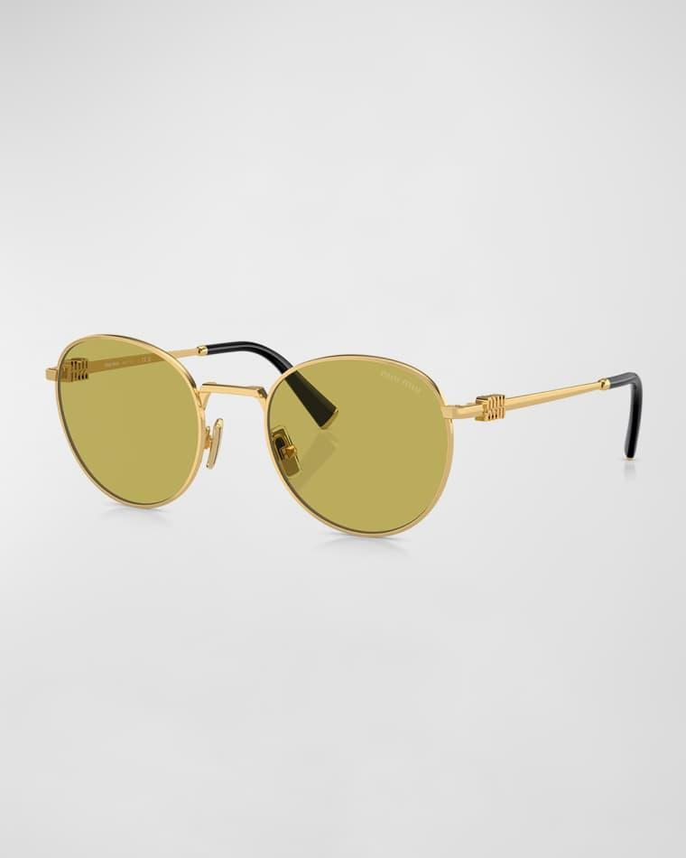 Logo Metal Round Sunglasses by MIU MIU