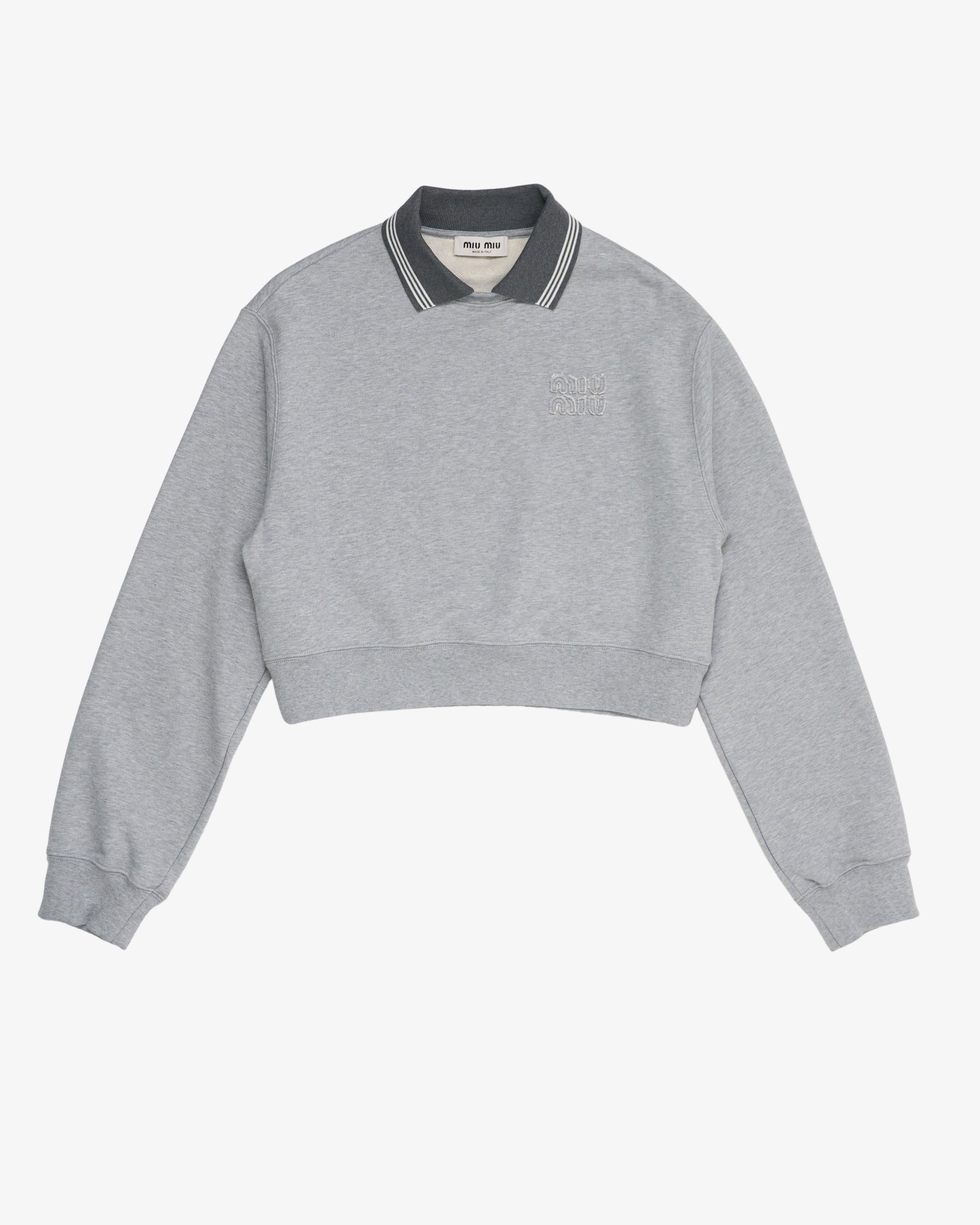 MIU MIU - Women's Felpa Melange Sweatshirt - (Light Grey) by MIU MIU