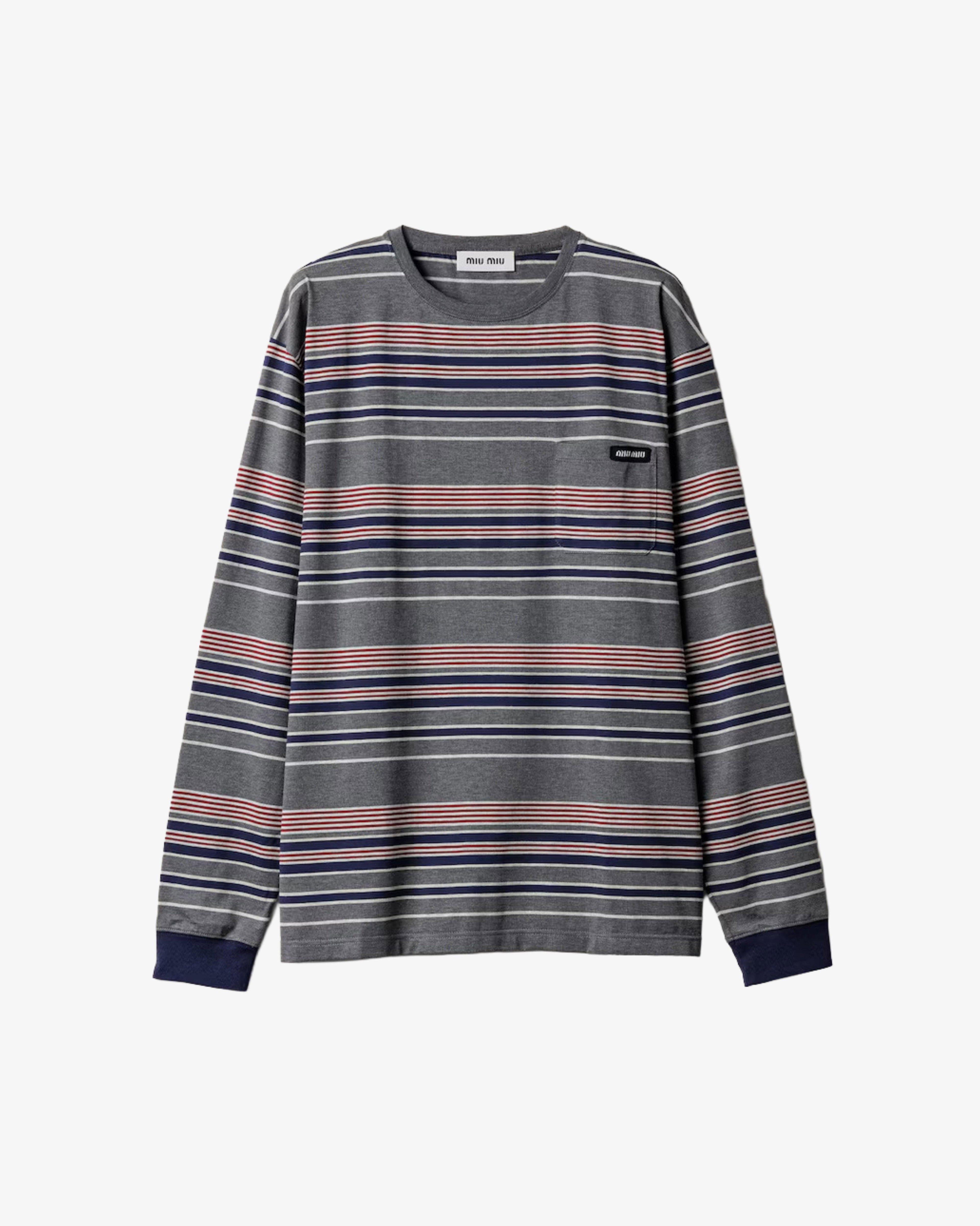 MIU MIU - Women's Jersey Riga Long Sleeve Tee - (Grey) by MIU MIU