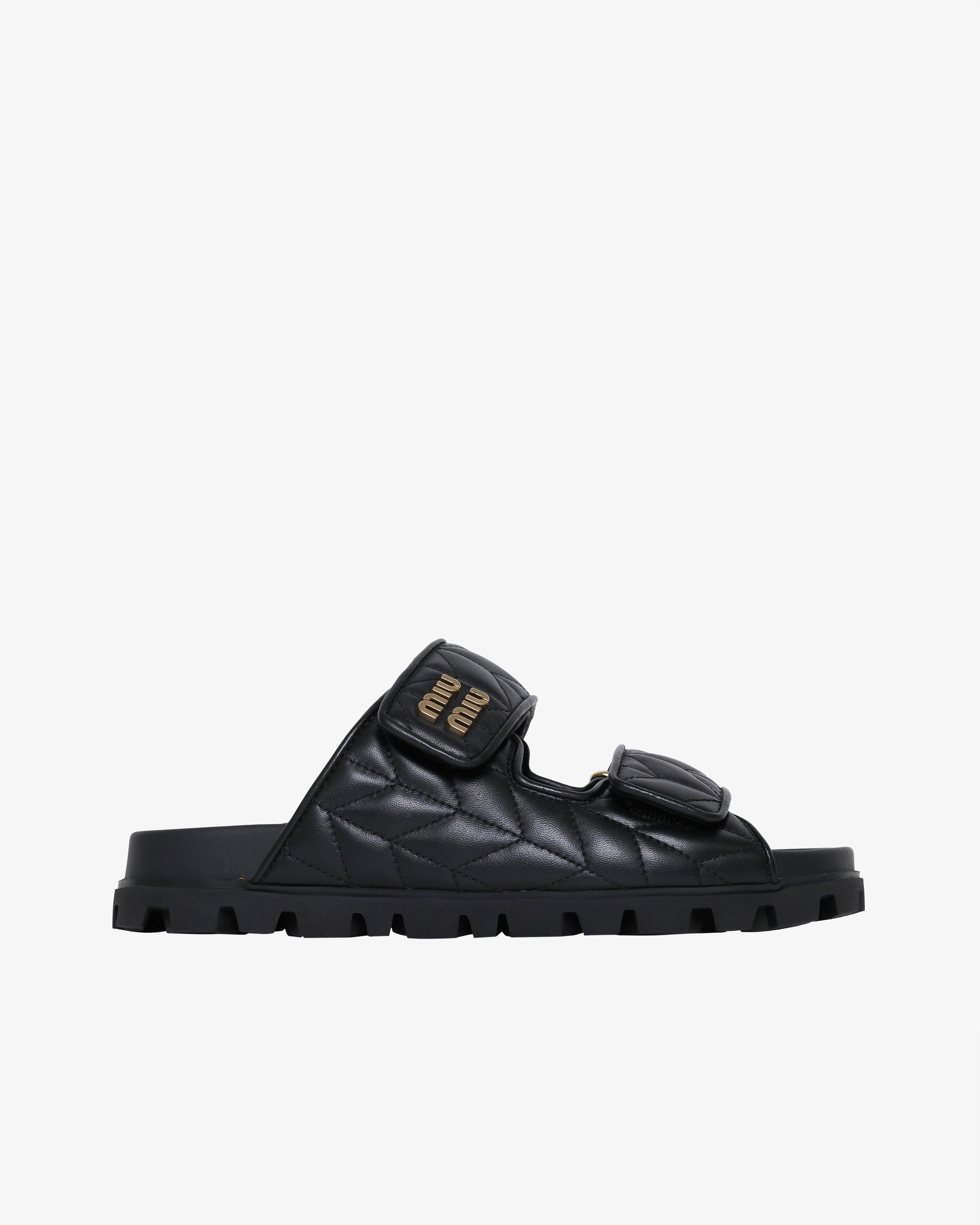 MIU MIU - Women's Nappa Matelasse Sandal  - (Black) by MIU MIU