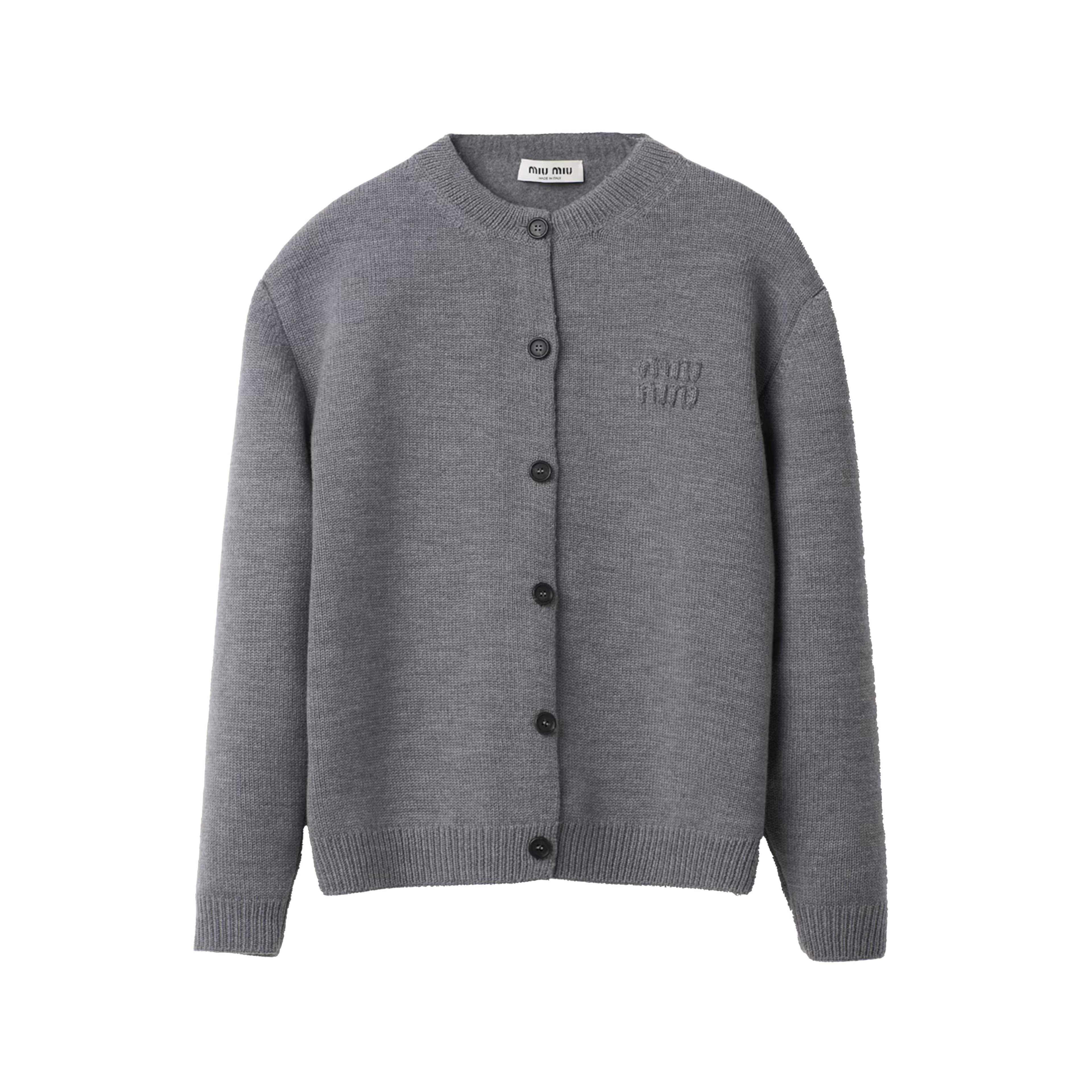 MIU MIU - Wool and Nylon Knit Cardigan - (F0031 GRIGIO) by MIU MIU