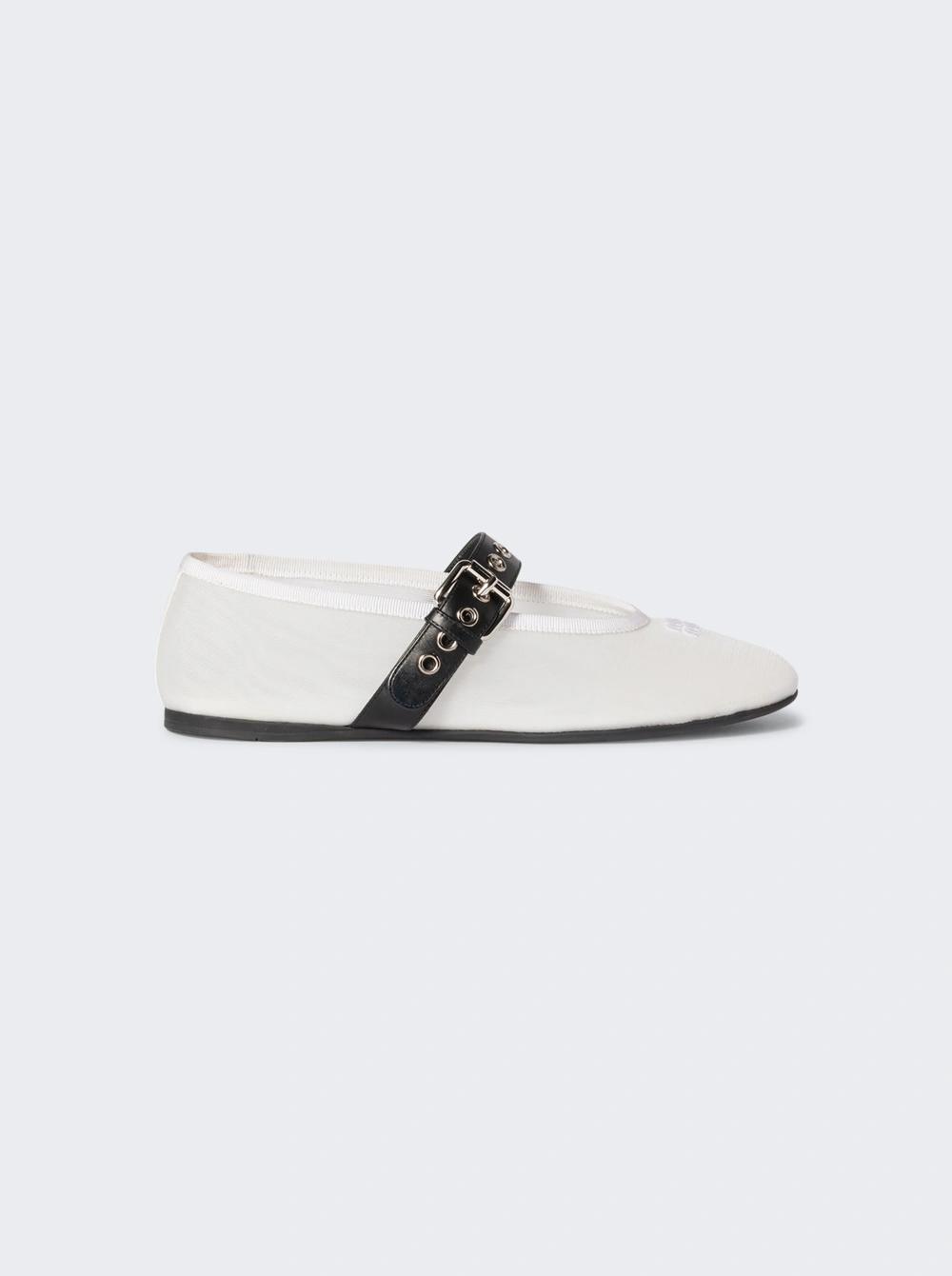 Mesh Ballerina Flats White  | The Webster by MIU MIU