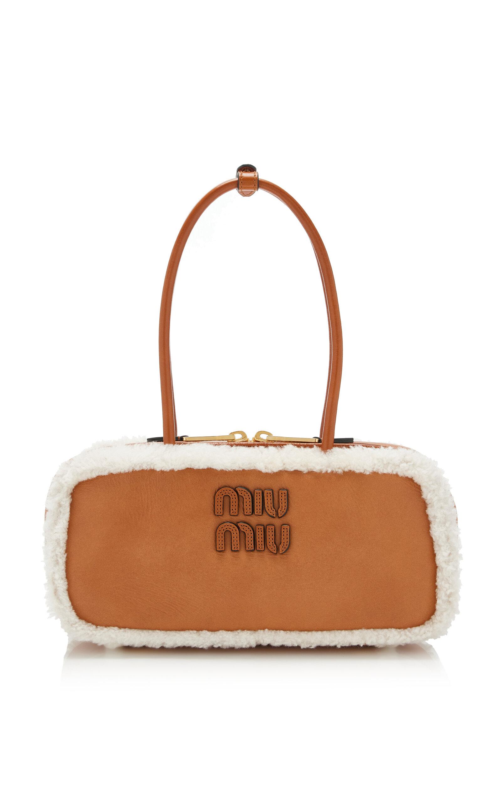 Miu Miu Arcadie Shearling-Trimmed Nubuck Bag - Moda Operandi by MIU MIU