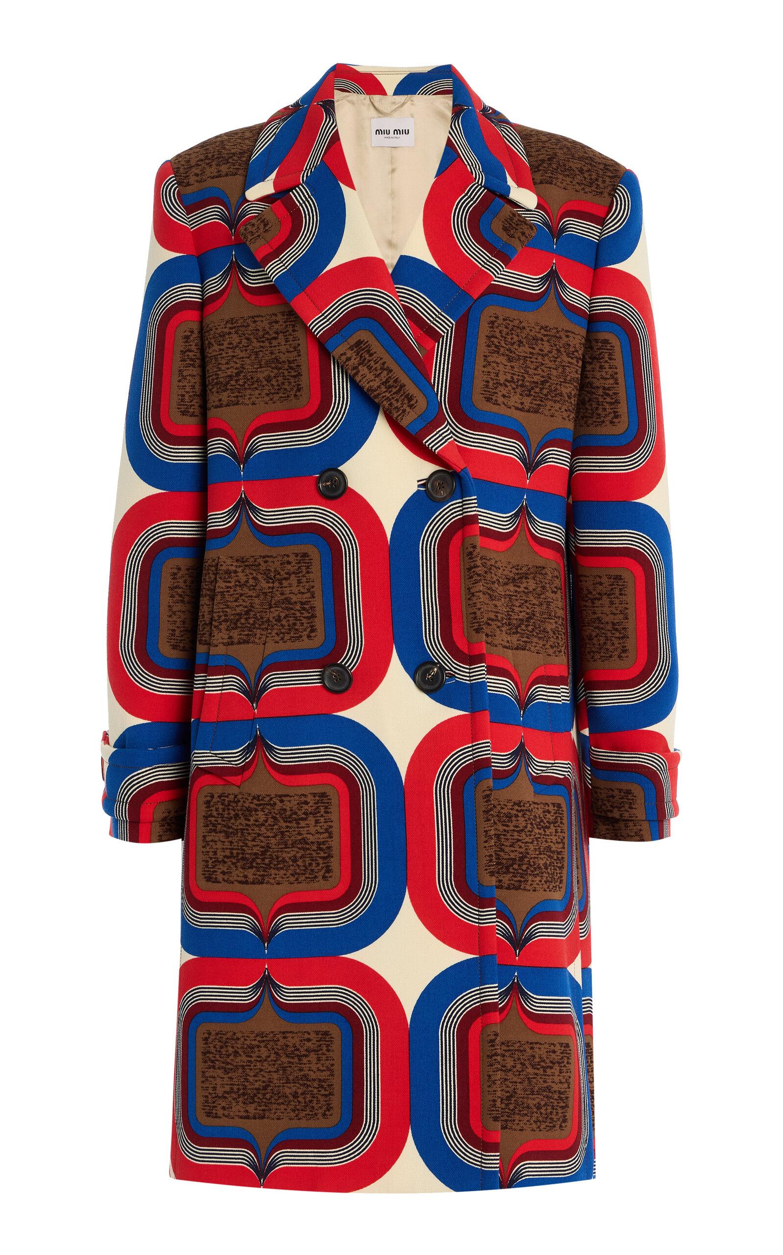 Miu Miu Archive-Printed Wool-Natté Double-Breasted Coat - Moda Operandi by MIU MIU