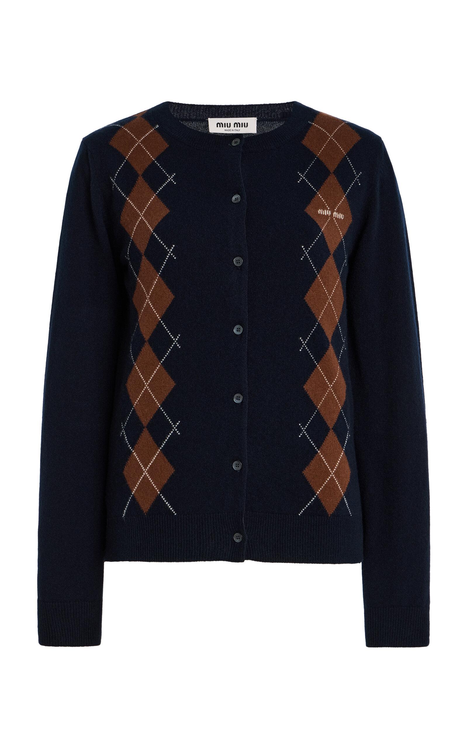 Miu Miu Argyle Cashmere Cardigan - Moda Operandi by MIU MIU
