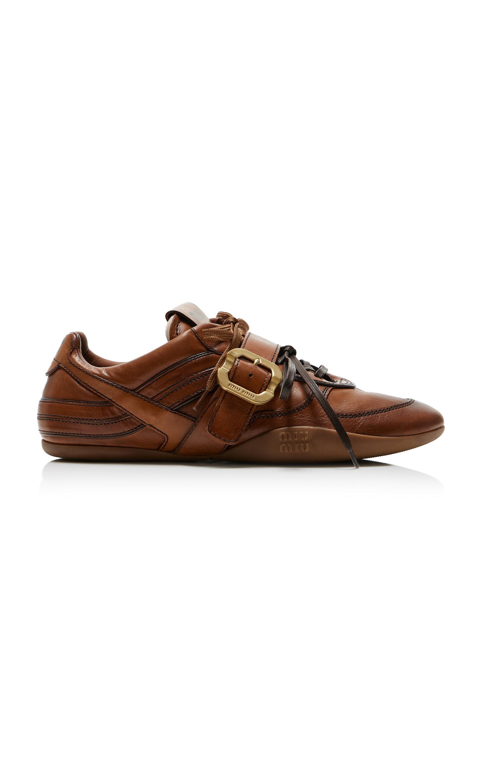 Miu Miu Buckled Leather Sneakers - Moda Operandi by MIU MIU