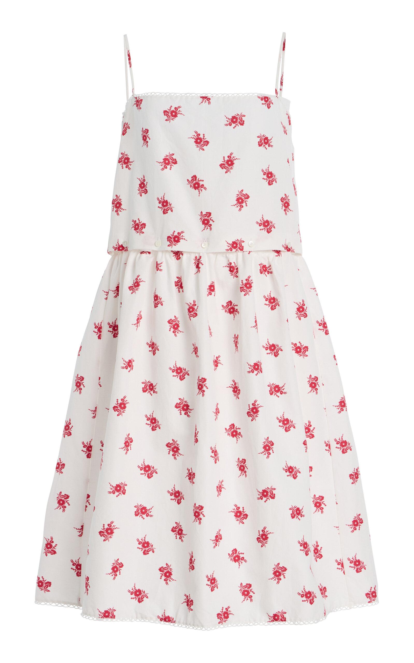 Miu Miu Button-Detailed Floral Cotton-Linen Midi Dress - Moda Operandi by MIU MIU