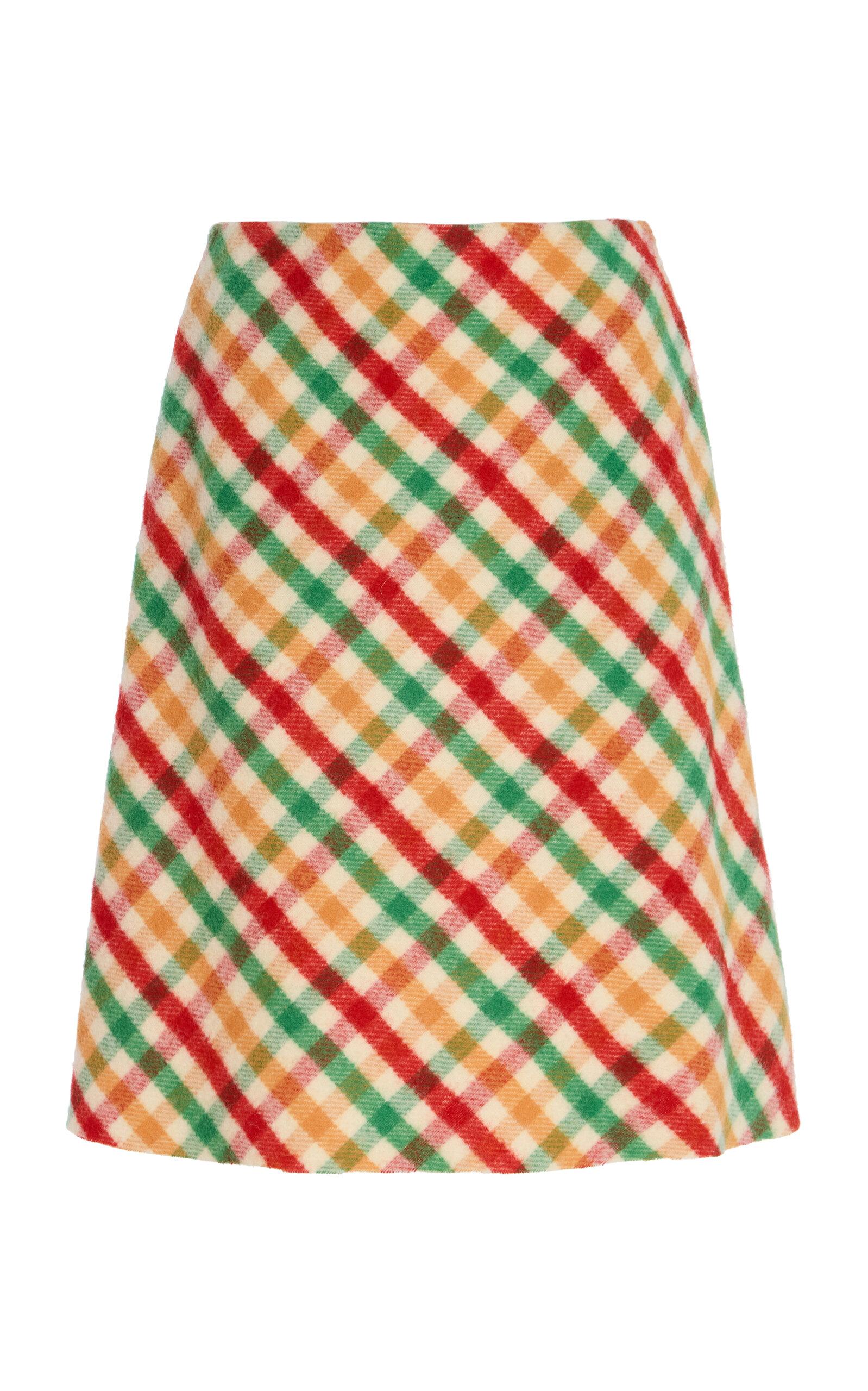 Miu Miu Checked Wool-Blend Midi Skirt - Moda Operandi by MIU MIU