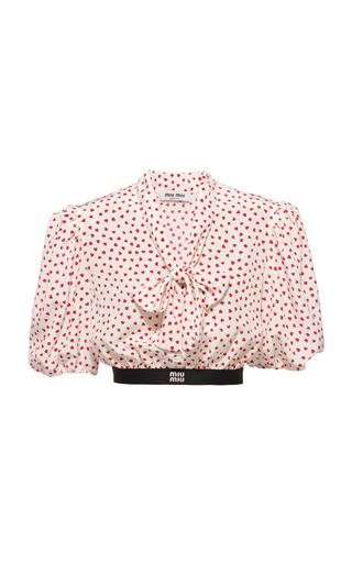 Miu Miu Crepe De Chine Cuori Cropped Top - Moda Operandi by MIU MIU