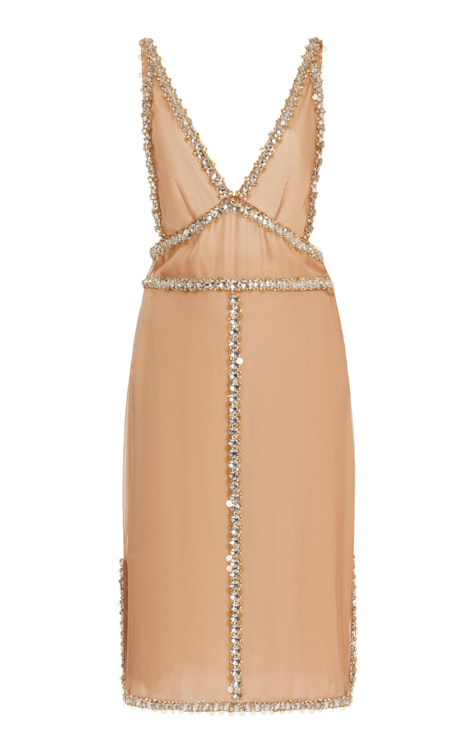 Miu Miu Crystal-Embellished Silk Chiffon Mini Dress - Moda Operandi by MIU MIU
