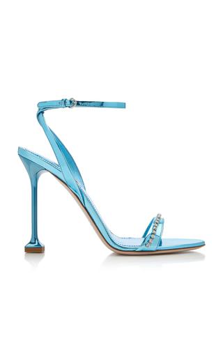 Miu Miu Crystal-Trimmed Metallic Leather Sandals - Moda Operandi by MIU MIU