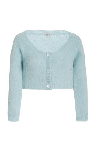 Miu Miu Diamante Embroidered Mohair-Knit Cropped Cardigan - Moda Operandi by MIU MIU