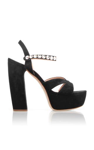 Miu Miu Jeweled Strap Suede Platform Sandal  - Moda Operandi by MIU MIU