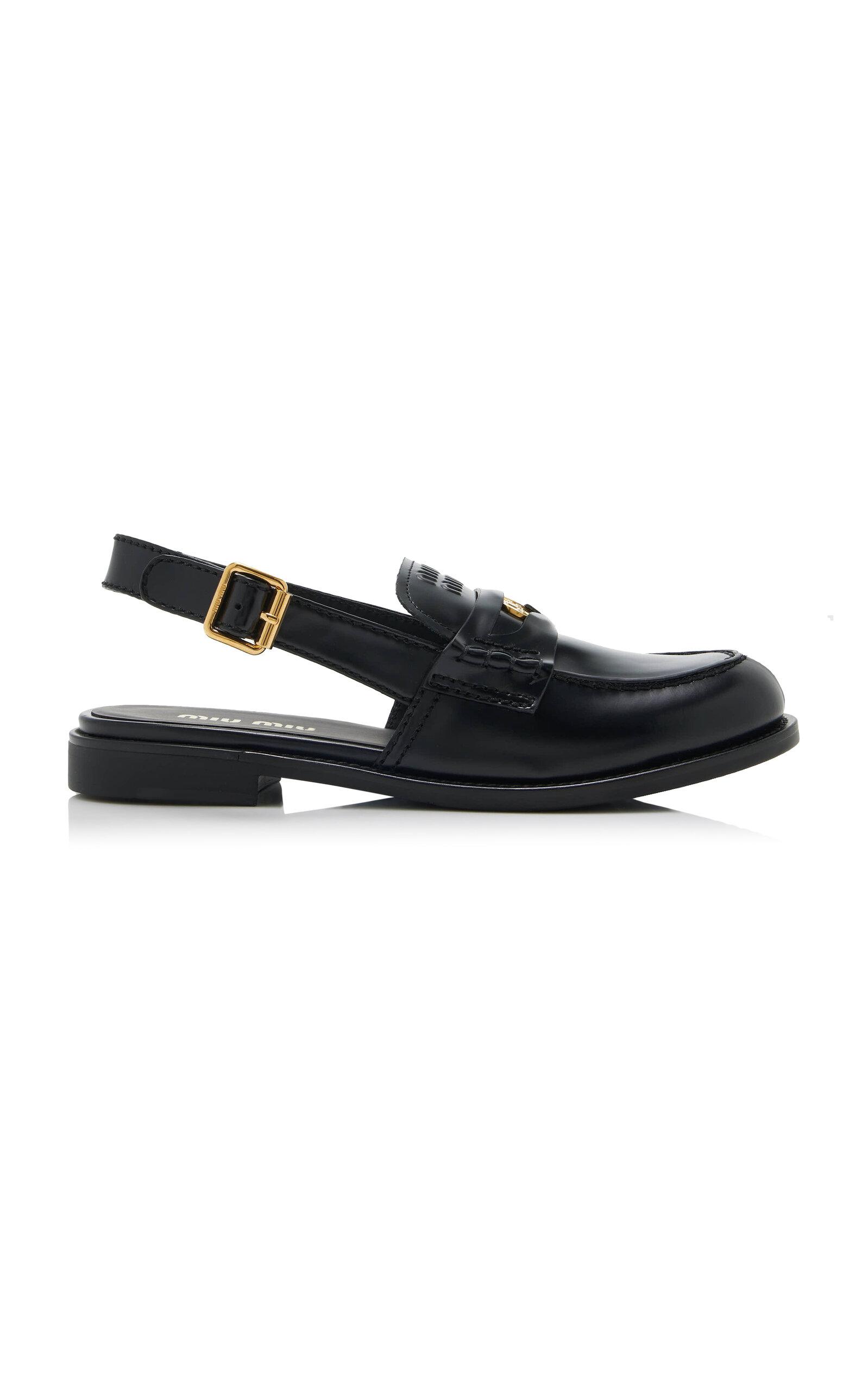 Miu Miu Leather Slingback Loafers - Moda Operandi by MIU MIU