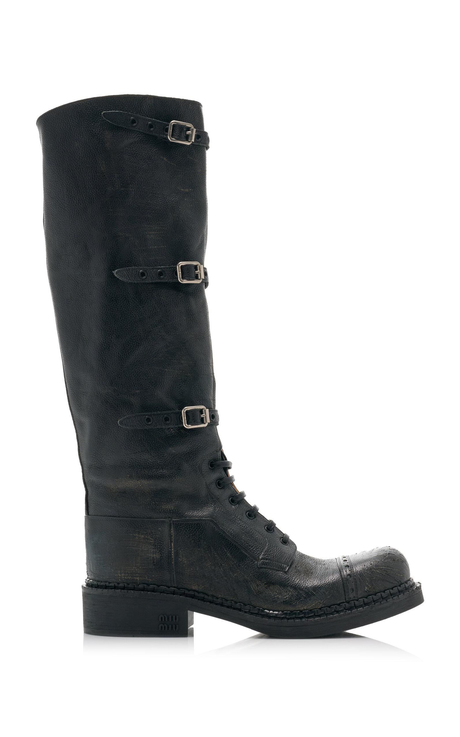 Miu Miu Lifestyle Leather Knee Boots - Moda Operandi by MIU MIU