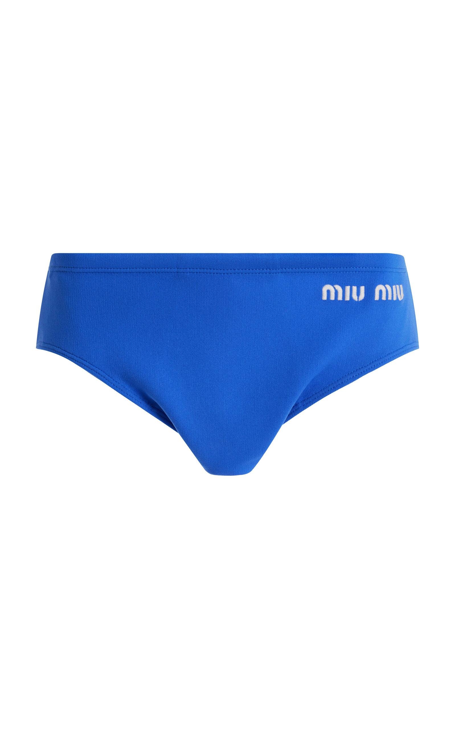 Miu Miu - Logo-Knit Nylon Panties - Blue - IT 40 - Moda Operandi by MIU MIU