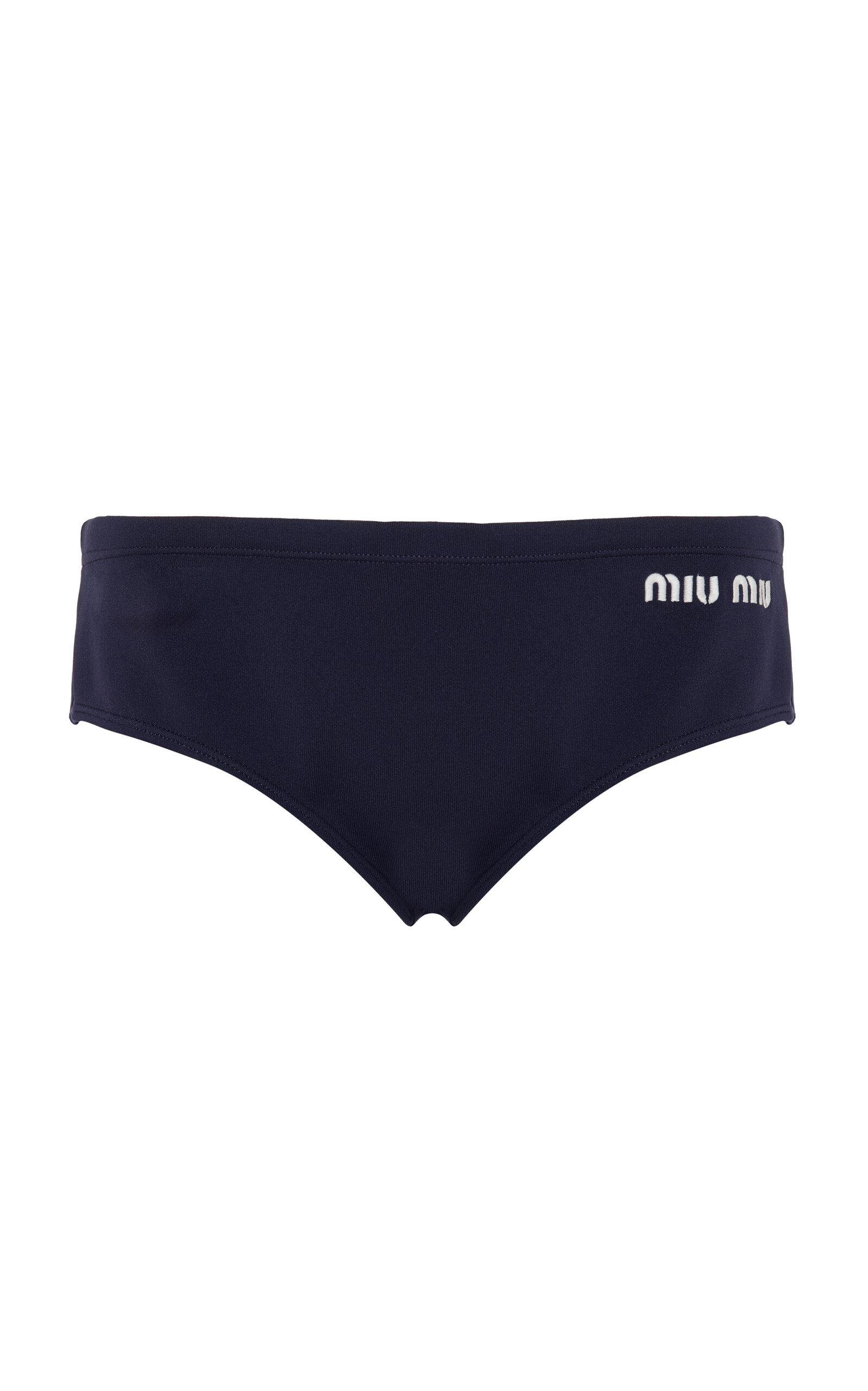 Miu Miu - Logo-Knit Nylon Panties - Blue - IT 42 - Moda Operandi by MIU MIU
