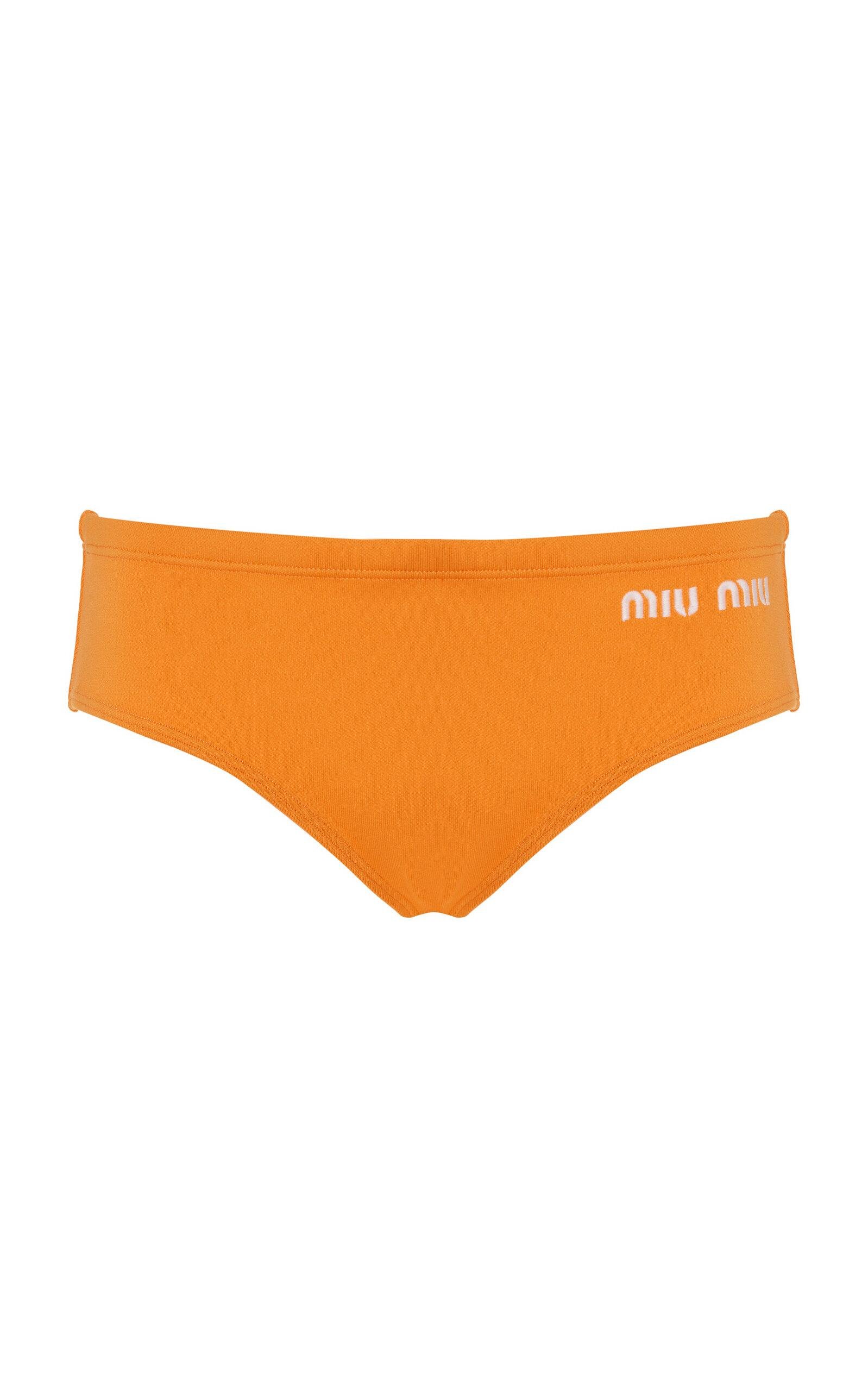 Miu Miu - Logo-Knit Nylon Panties - Orange - IT 40 - Moda Operandi by MIU MIU
