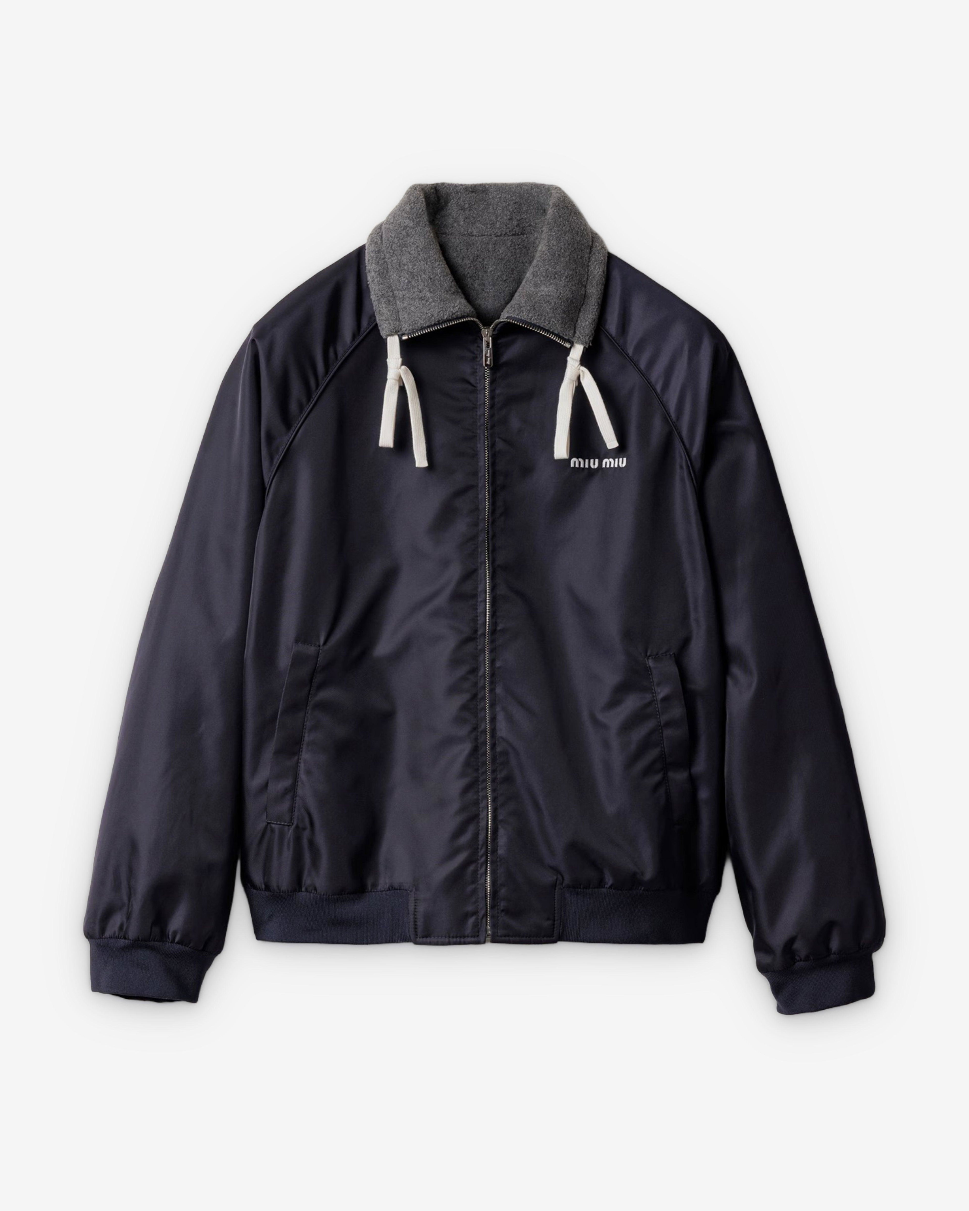 Miu Miu - Men's Technical Gazar And Fleece Bomber Jacket - (Navy) by MIU MIU