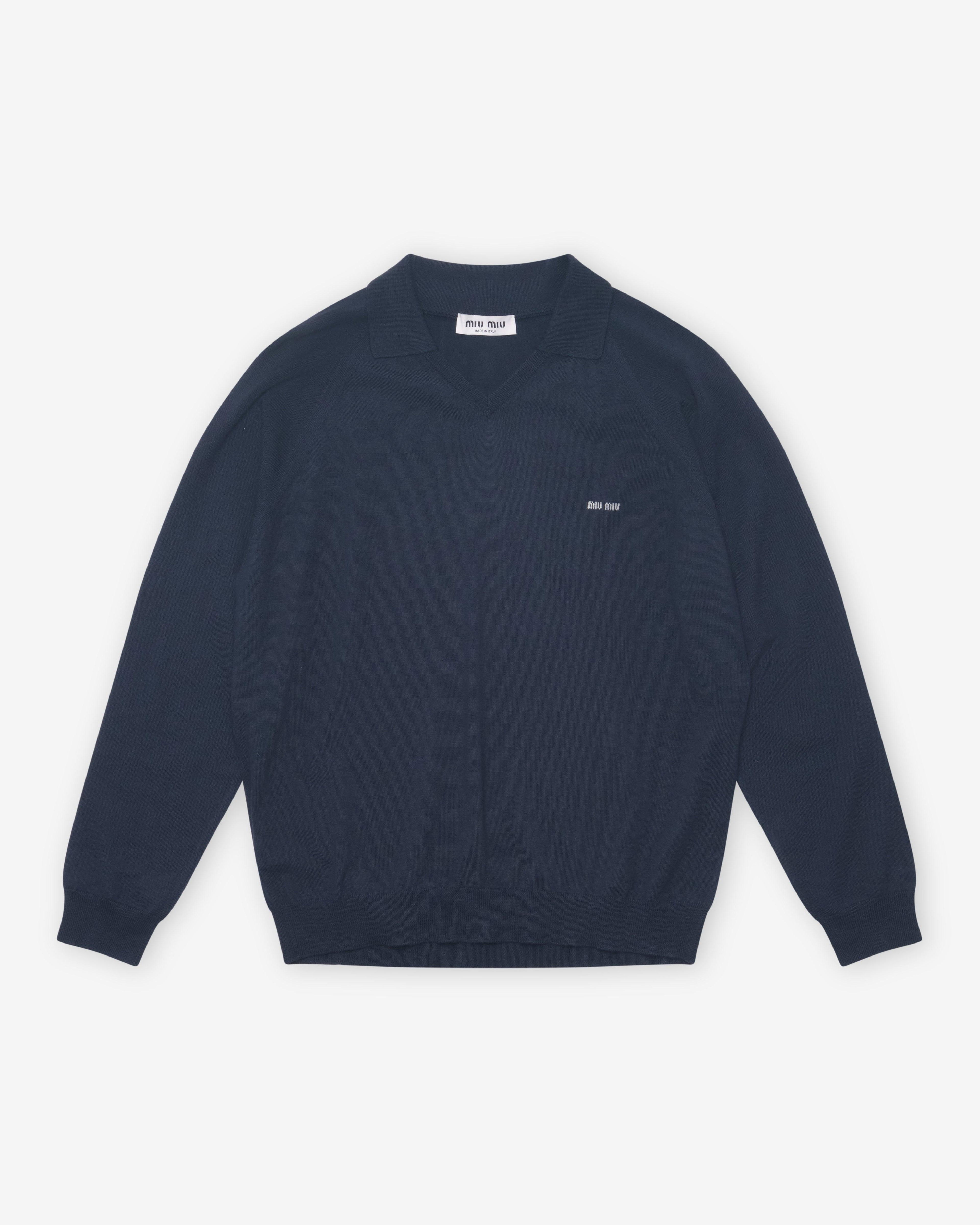 Miu Miu - Men's V-Neck Sweater - (Navy/Grey) by MIU MIU