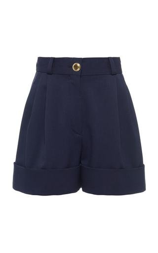 Miu Miu - Pleated Grain de Poudre Cuffed Shorts - Blue - IT 42 - Moda Operandi by MIU MIU