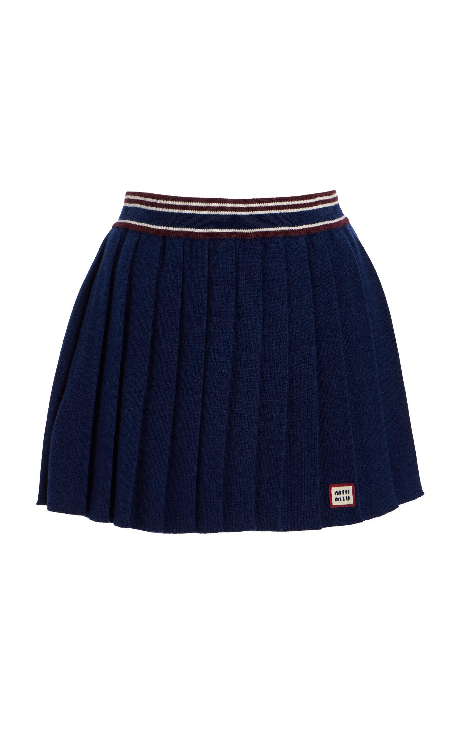 Miu Miu Pleated Wool-Cashmere Mini Skirt - Moda Operandi by MIU MIU