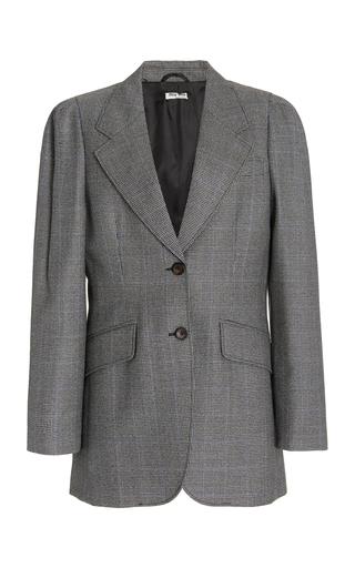 Miu Miu Puff-Sleeve Checked Wool Blazer - Moda Operandi by MIU MIU