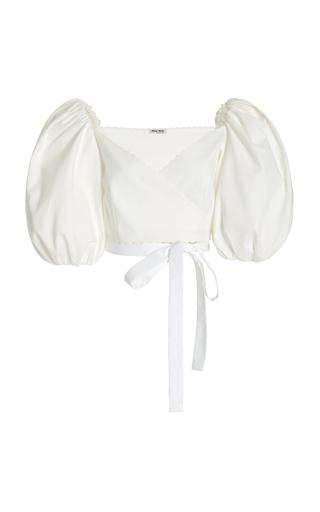 Miu Miu Puff-Sleeve Cotton Pique Cropped Wrap Top - Moda Operandi by MIU MIU