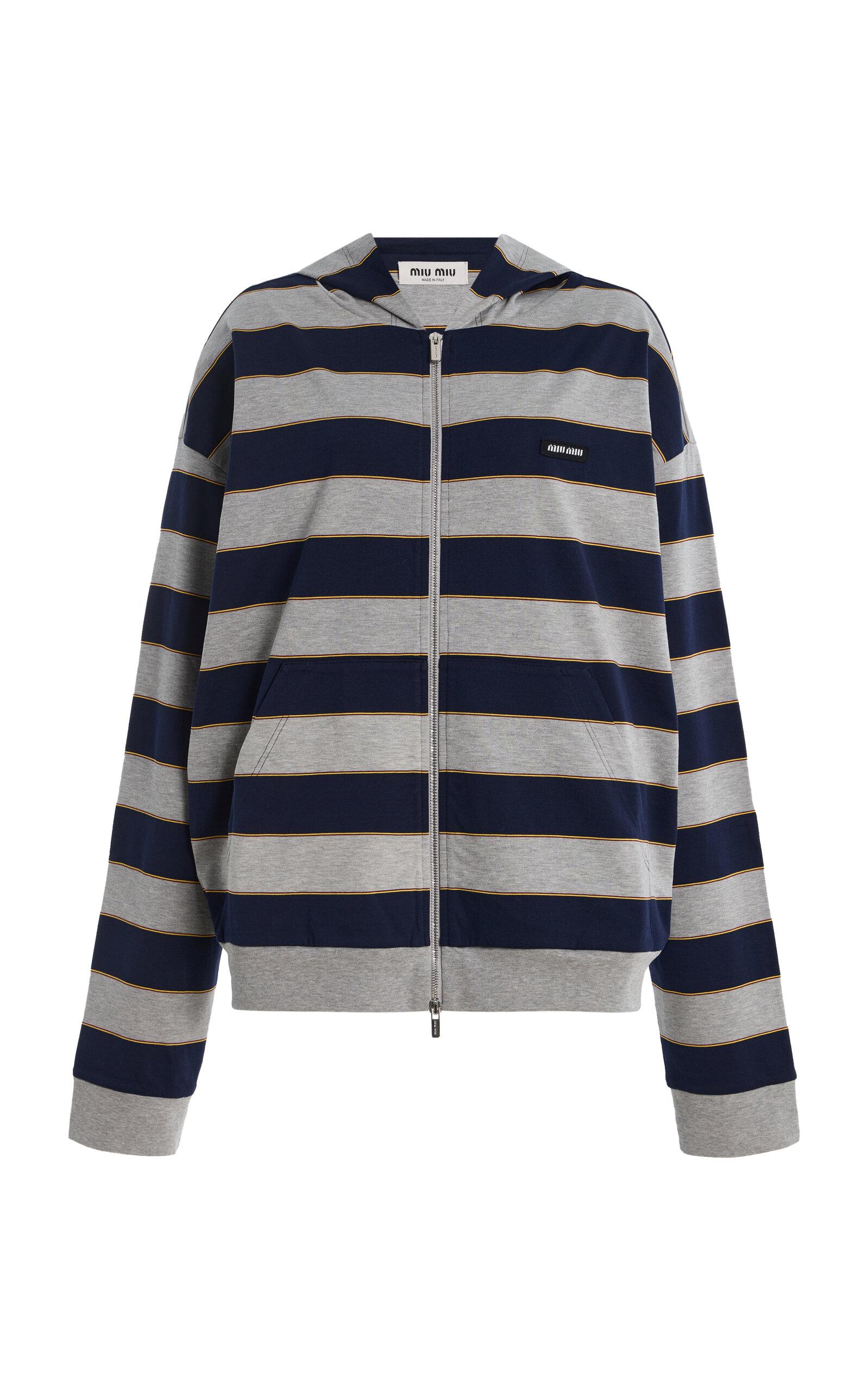 Miu Miu Striped Cotton Hoodie - Moda Operandi by MIU MIU