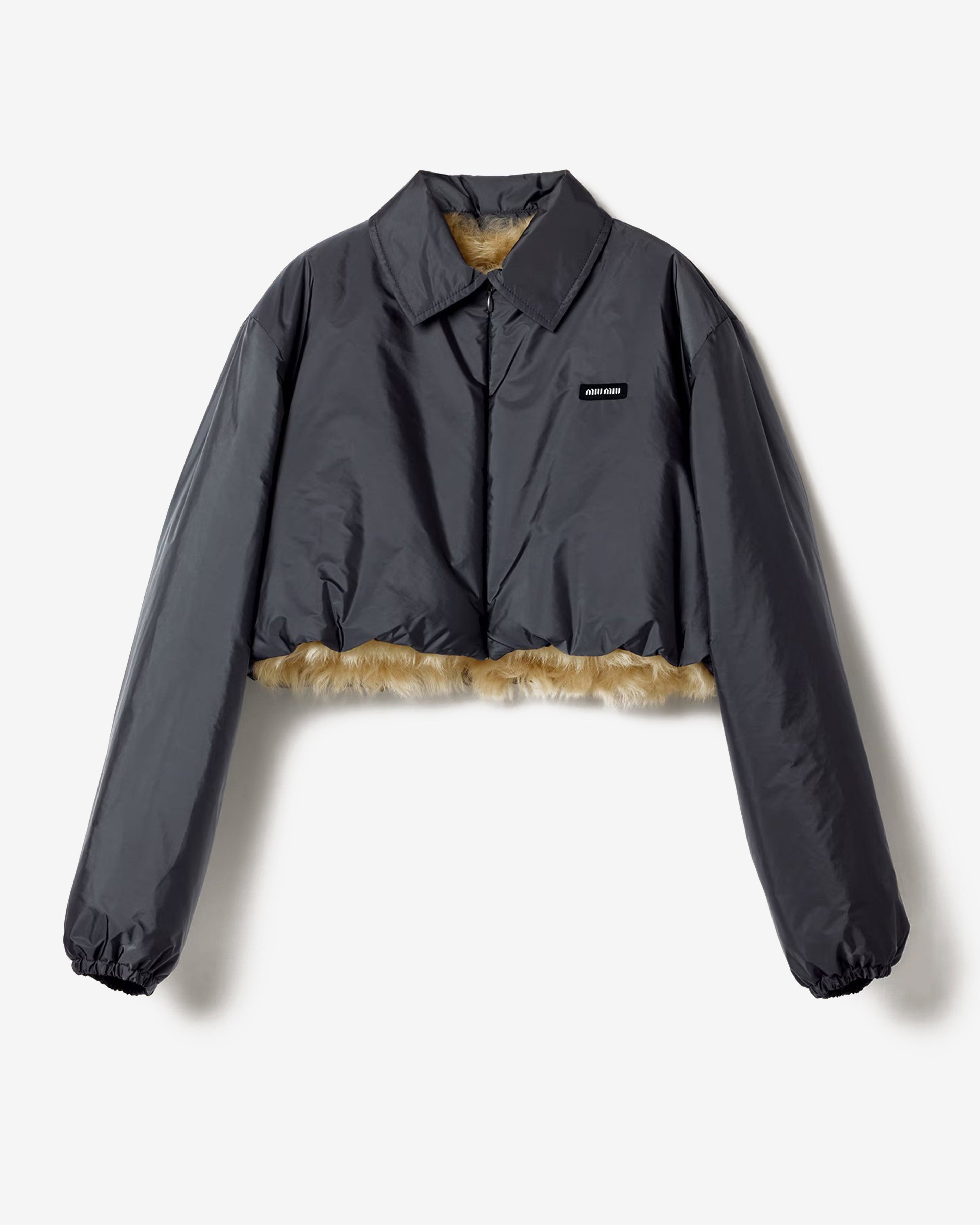 Miu Miu - Technical Fabric and Shearling Blouson Jacket - (Hematite) by MIU MIU