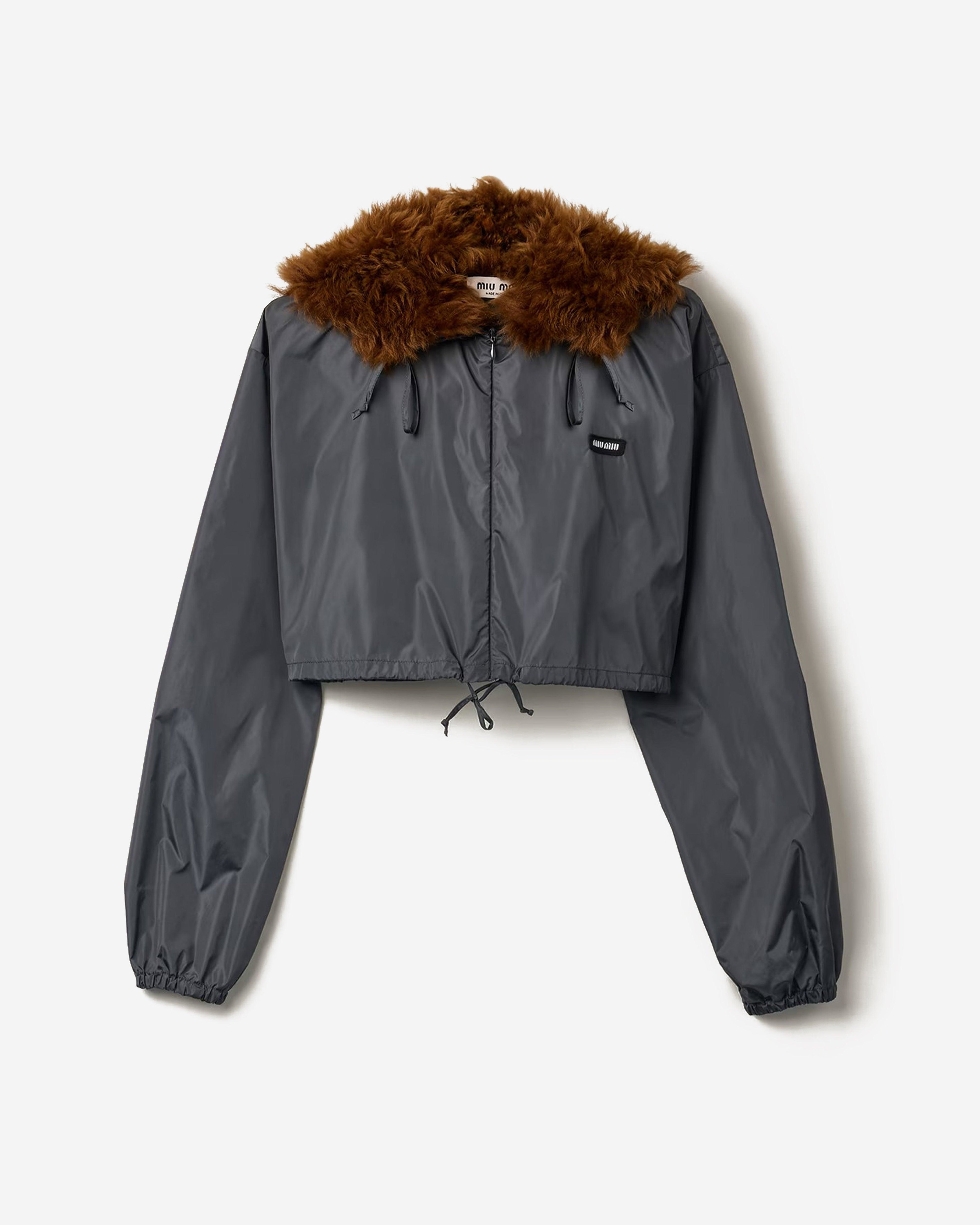 Miu Miu - Technical Fabric and Shearling Windbreaker - (Hematite) by MIU MIU