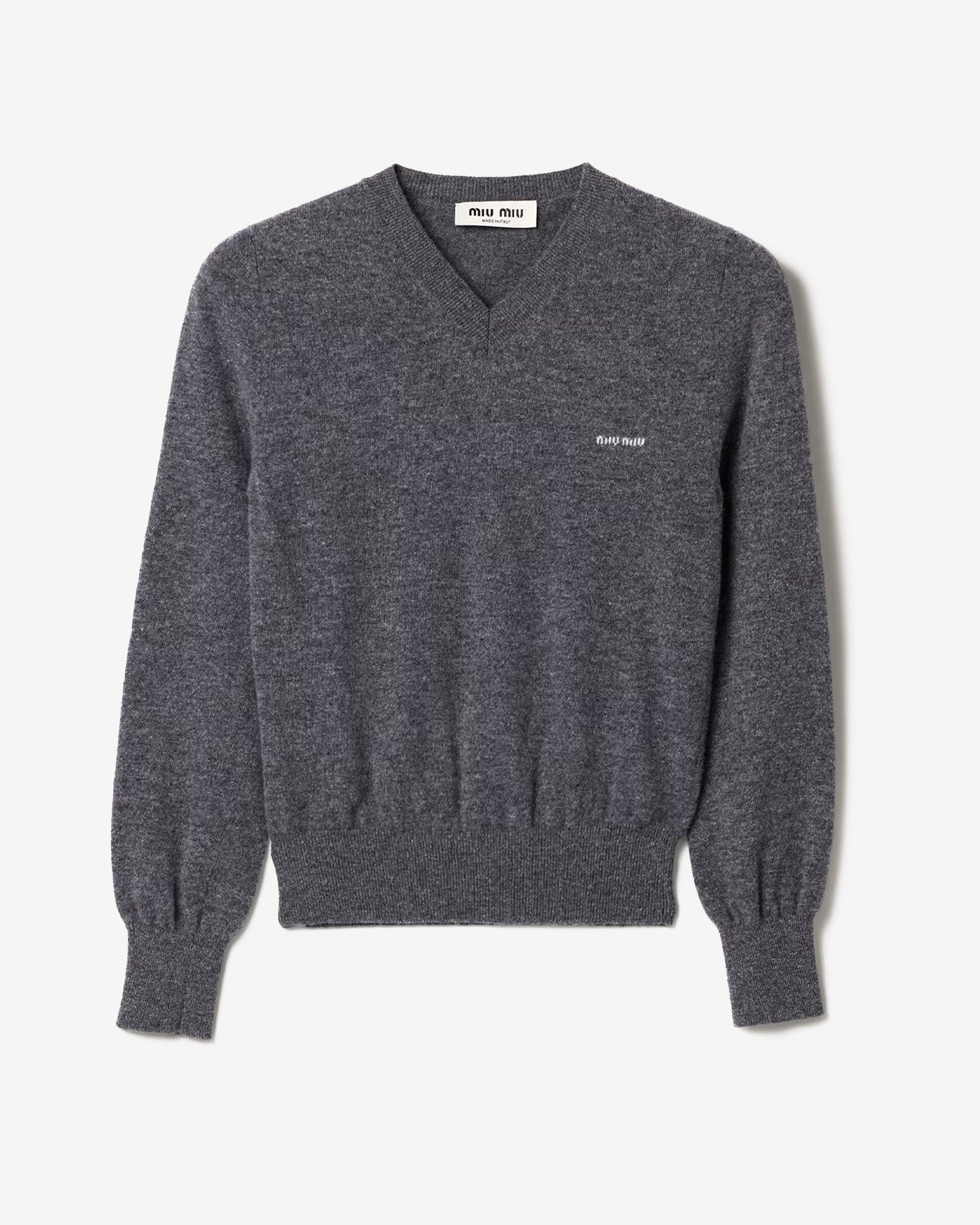 Miu Miu - V-neck Wool Cardigan - (Slate Gray) by MIU MIU