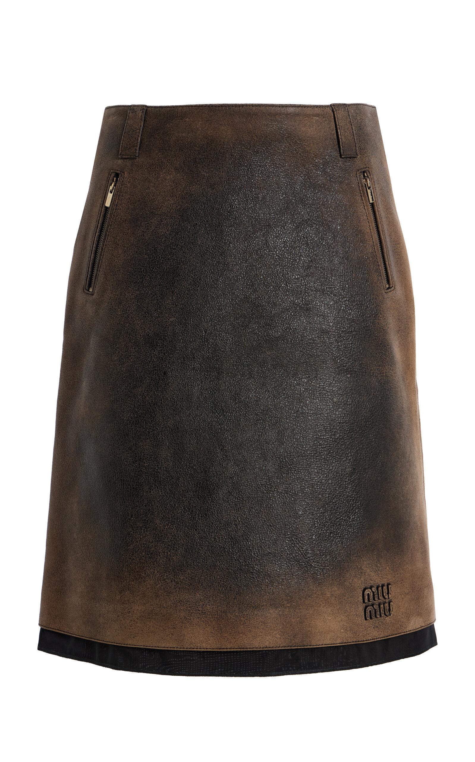 Miu Miu Waxed Suede Midi Skirt - Moda Operandi by MIU MIU