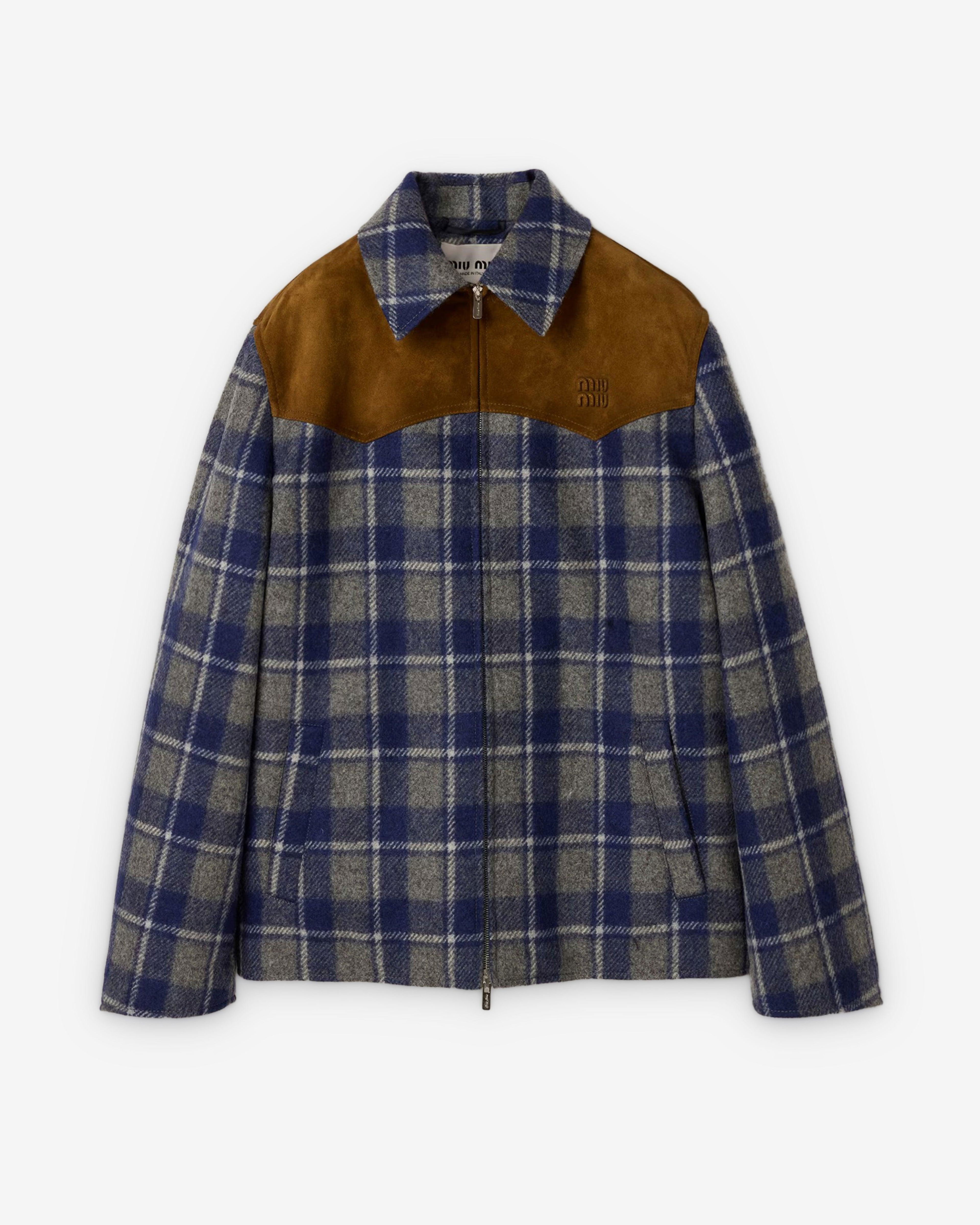 Miu Miu - Women's Checked Blouson Jacket - (Slate/Light Blue) by MIU MIU