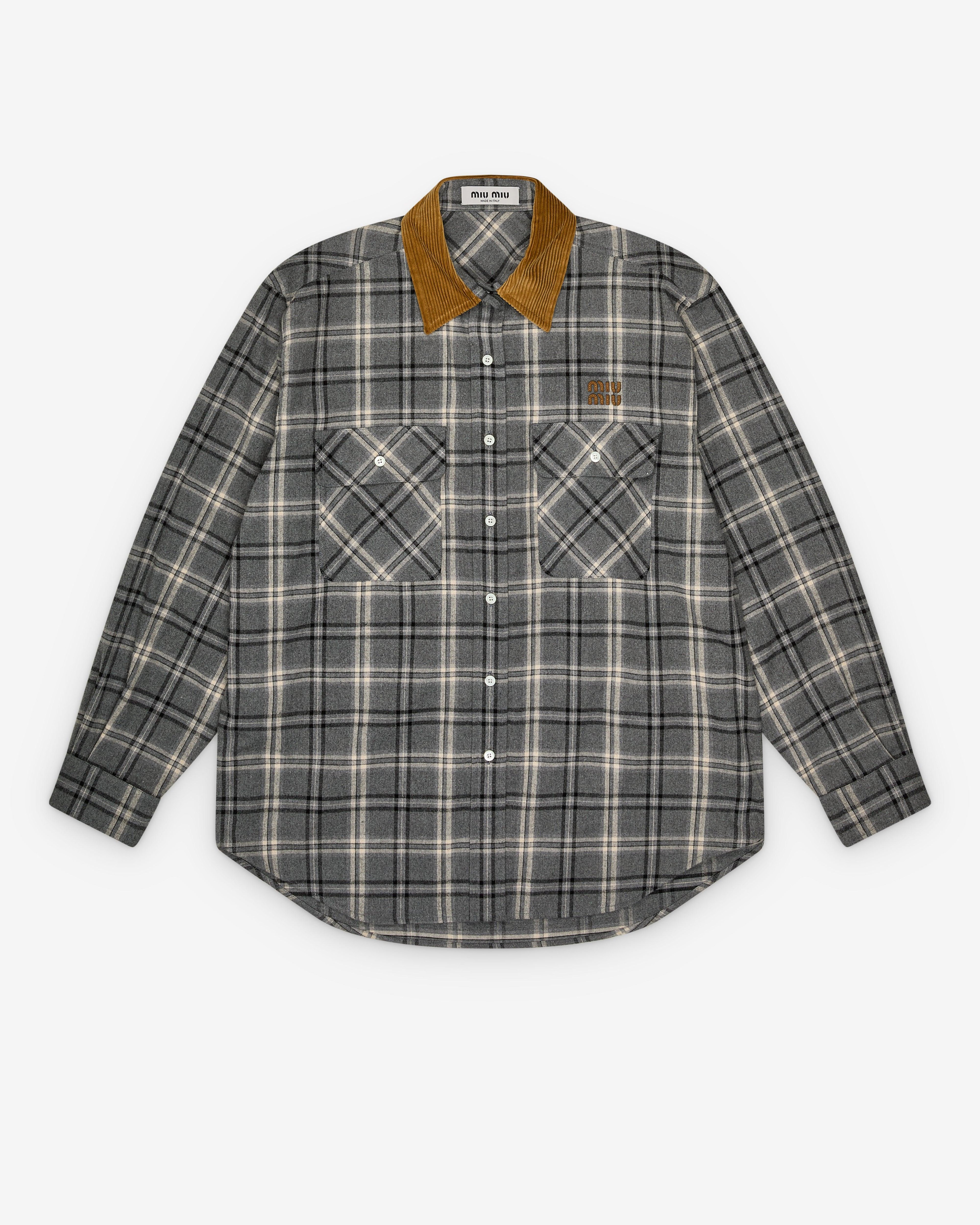 Miu Miu - Women's Checked Flannel Shirt - (Slate Gray) by MIU MIU