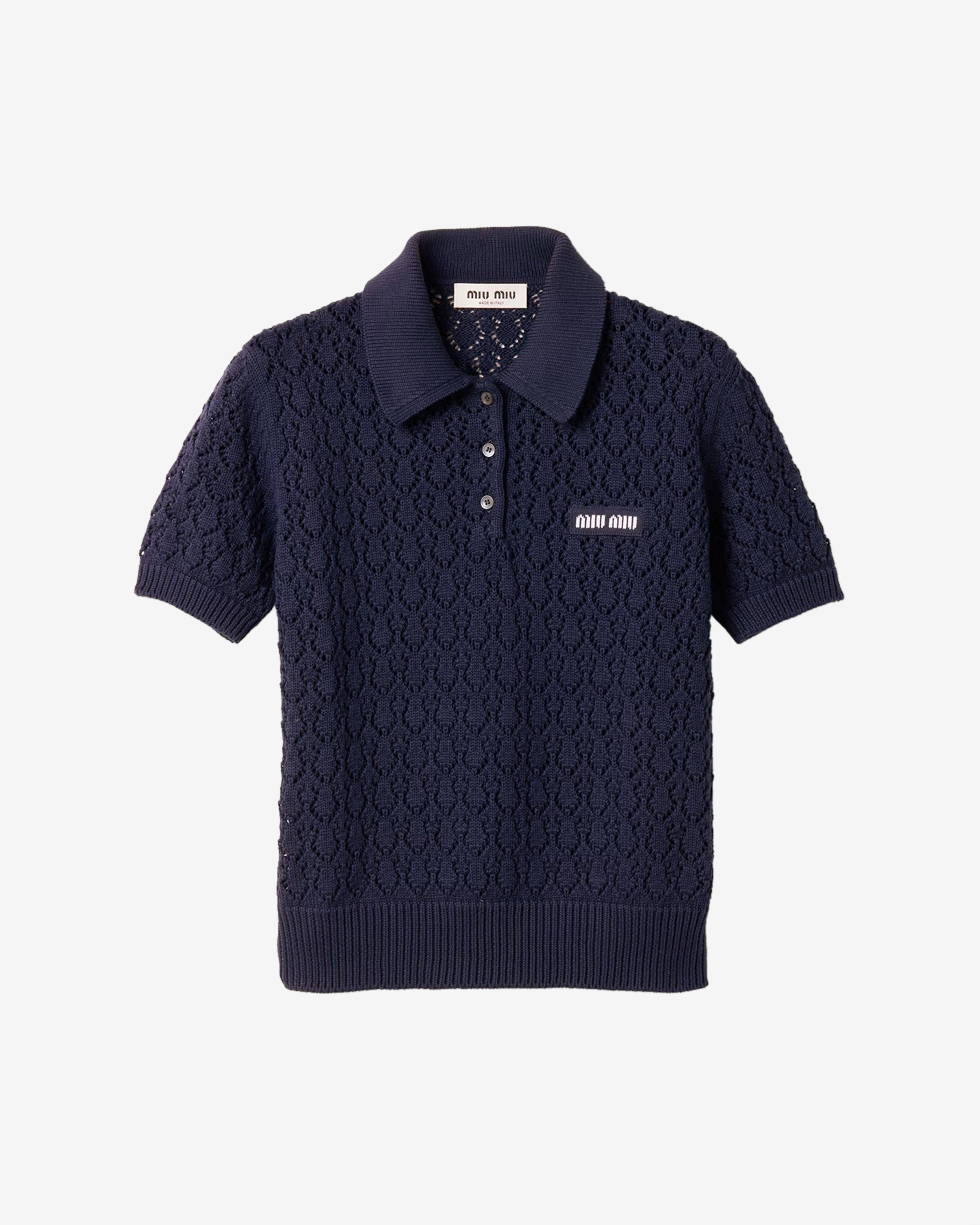 Miu Miu - Women's Cotton Polo Shirt - (Navy) by MIU MIU