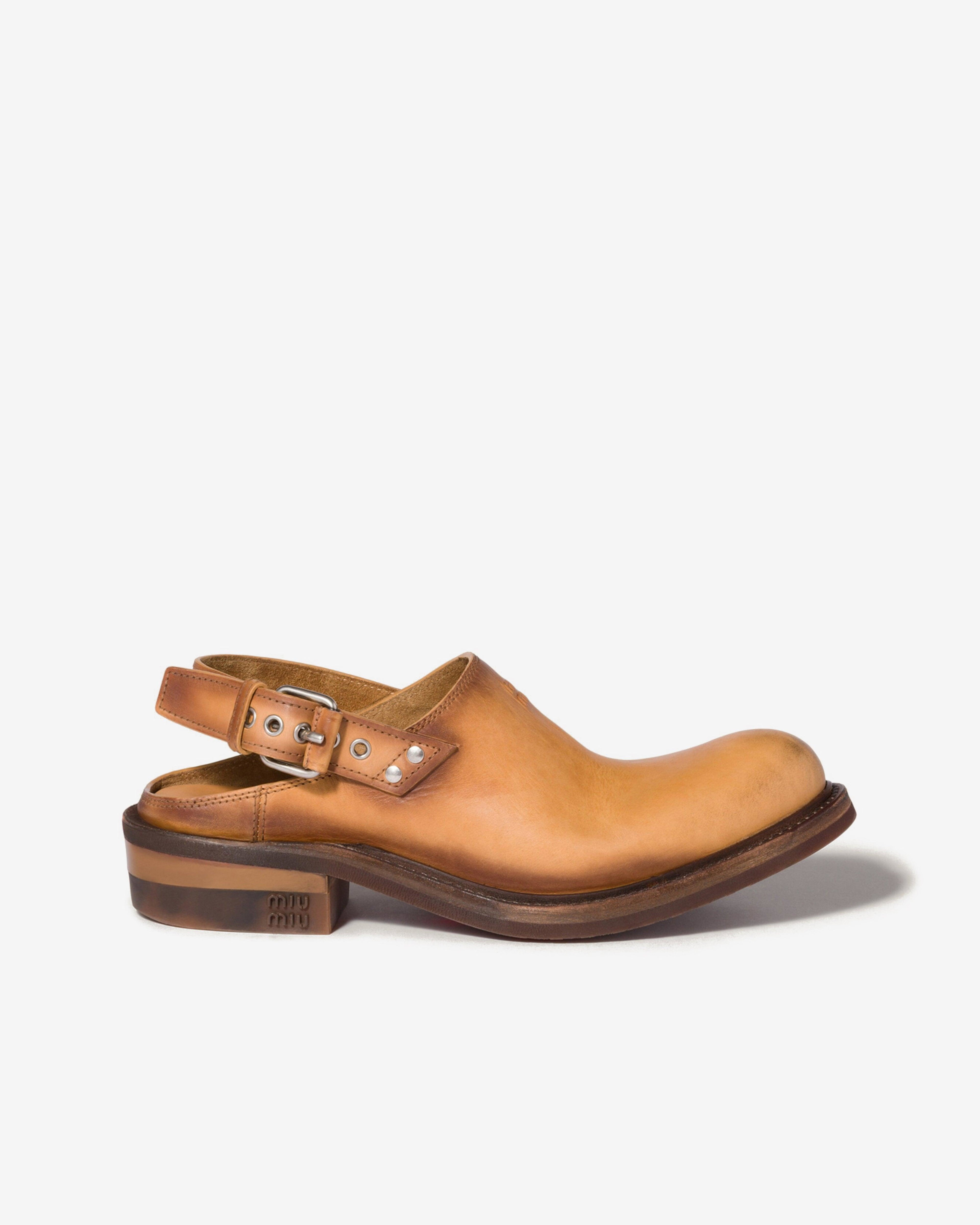 Miu Miu - Women's Foule Leather Mules - (Light Tan) by MIU MIU
