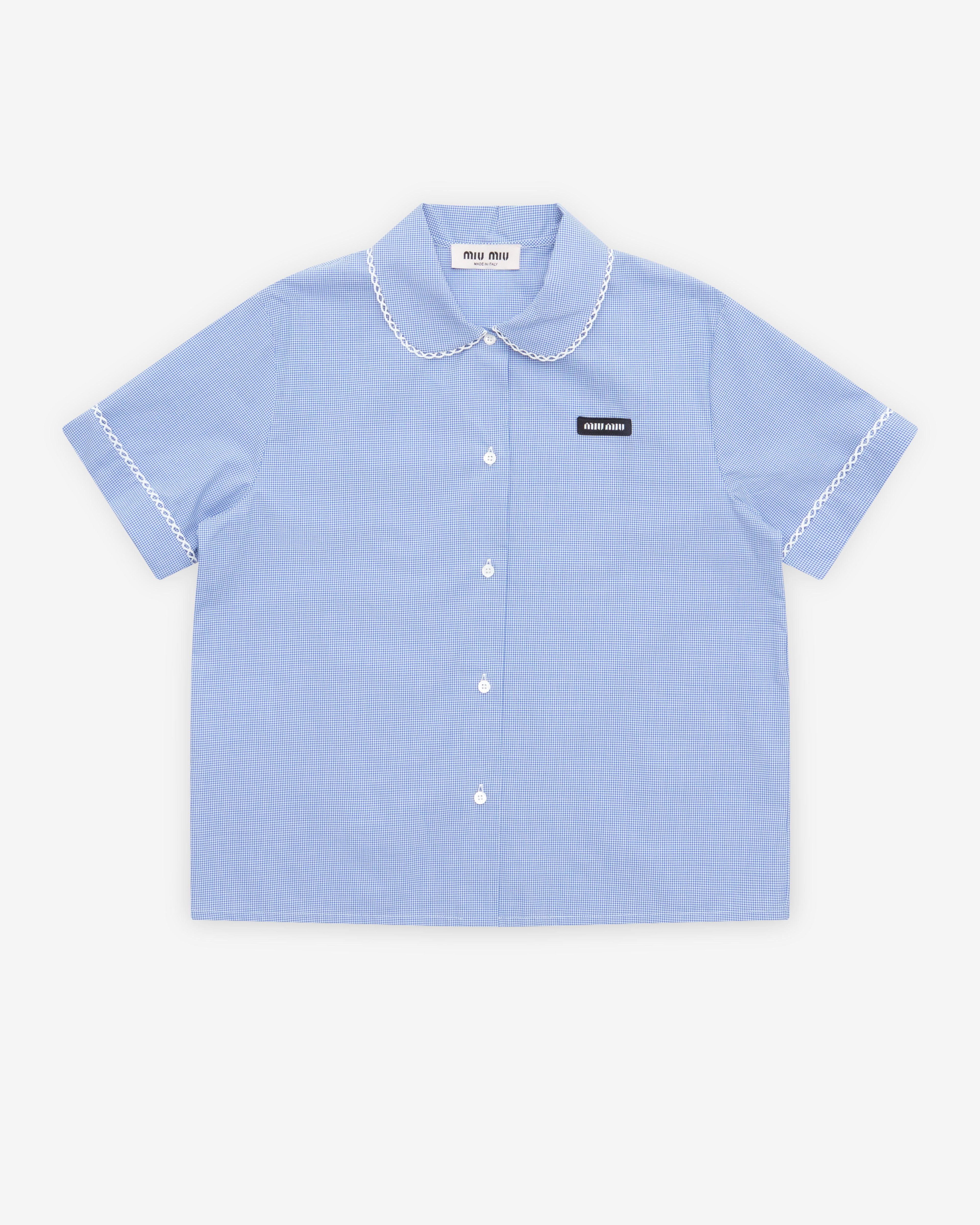 Miu Miu - Women's Gingham Shirt - (White/Light Blue) by MIU MIU