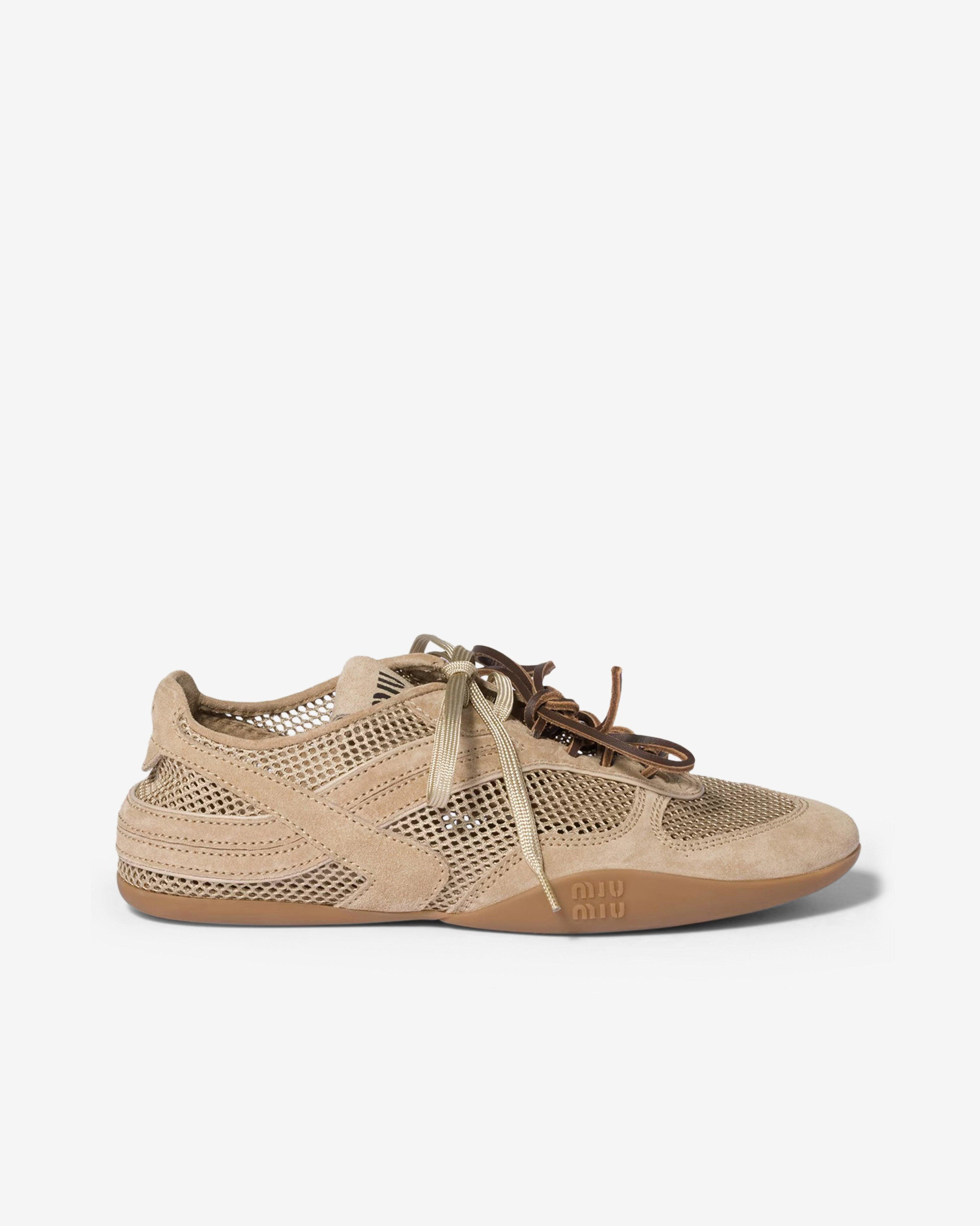 Miu Miu - Women's Gymnasium Mesh and Suede Sneakers - (Desert Beige) by MIU MIU