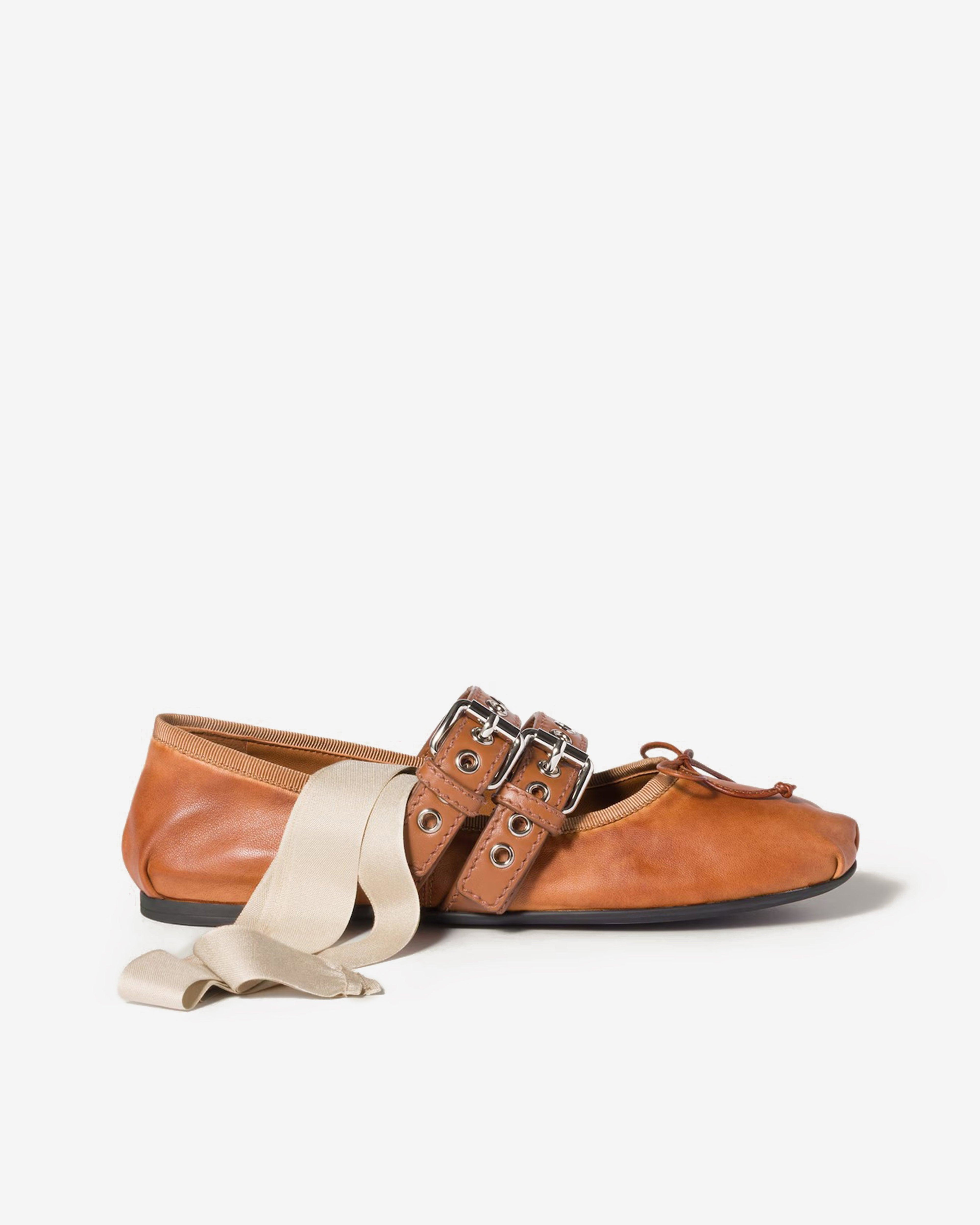 Miu Miu - Women's Nappa and Calf Leather Ballerinas - (Caramel) by MIU MIU