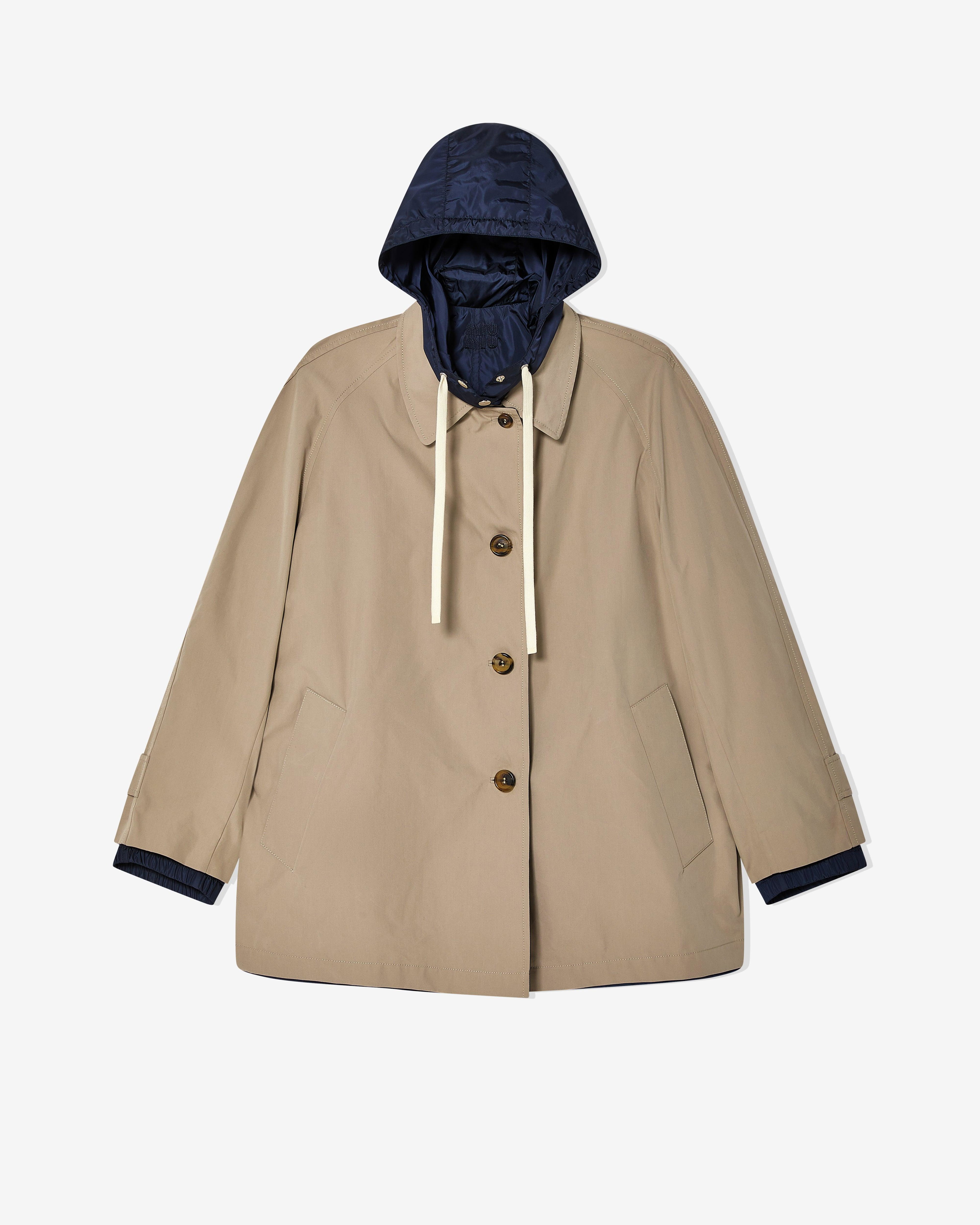 Miu Miu - Women's Panama Cotton and Technical Pongé Blouson Jacket - (Clay/Navy) by MIU MIU