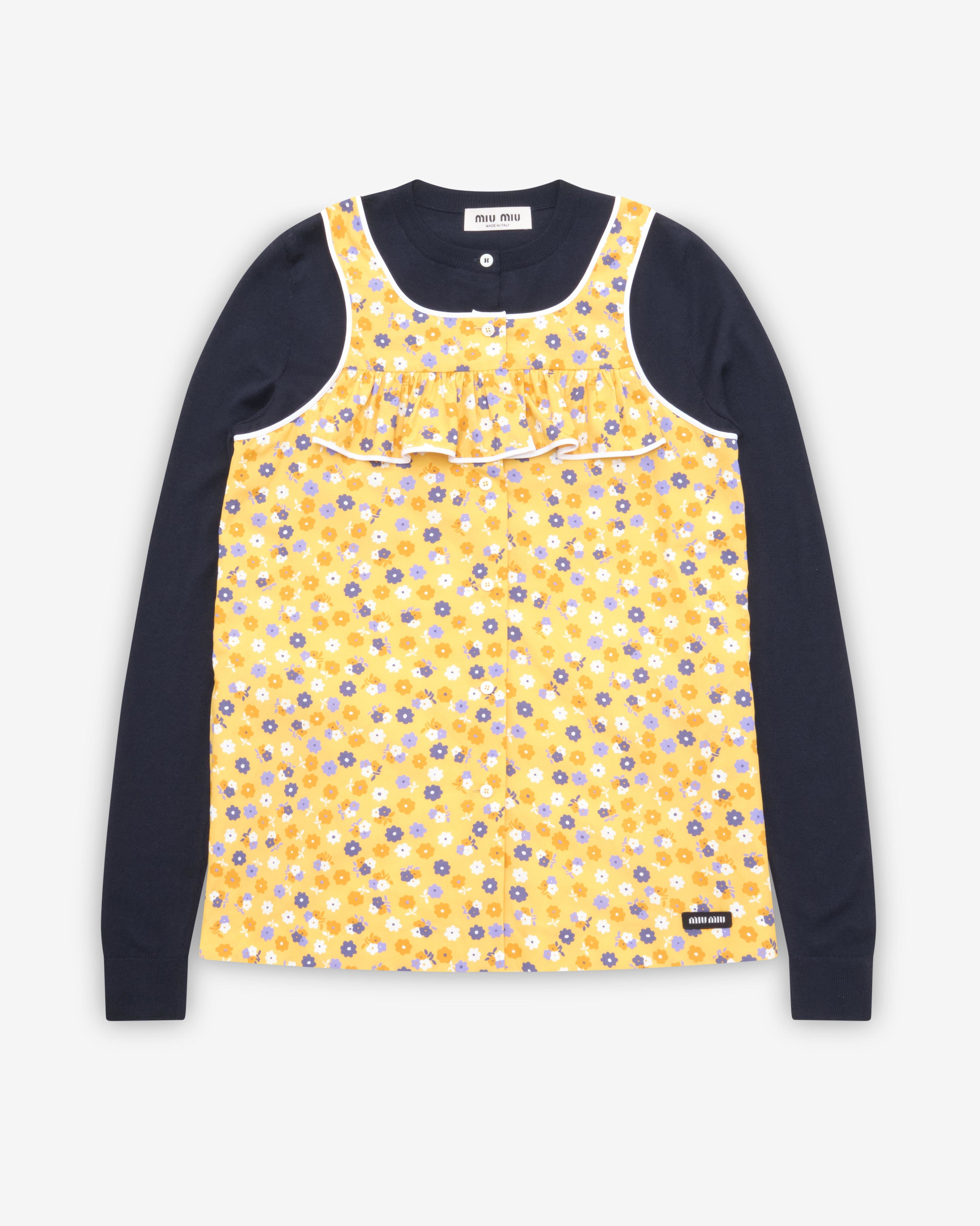 Miu Miu - Women's Poplin And Wool Knit Top - (Yellow/Purple) by MIU MIU