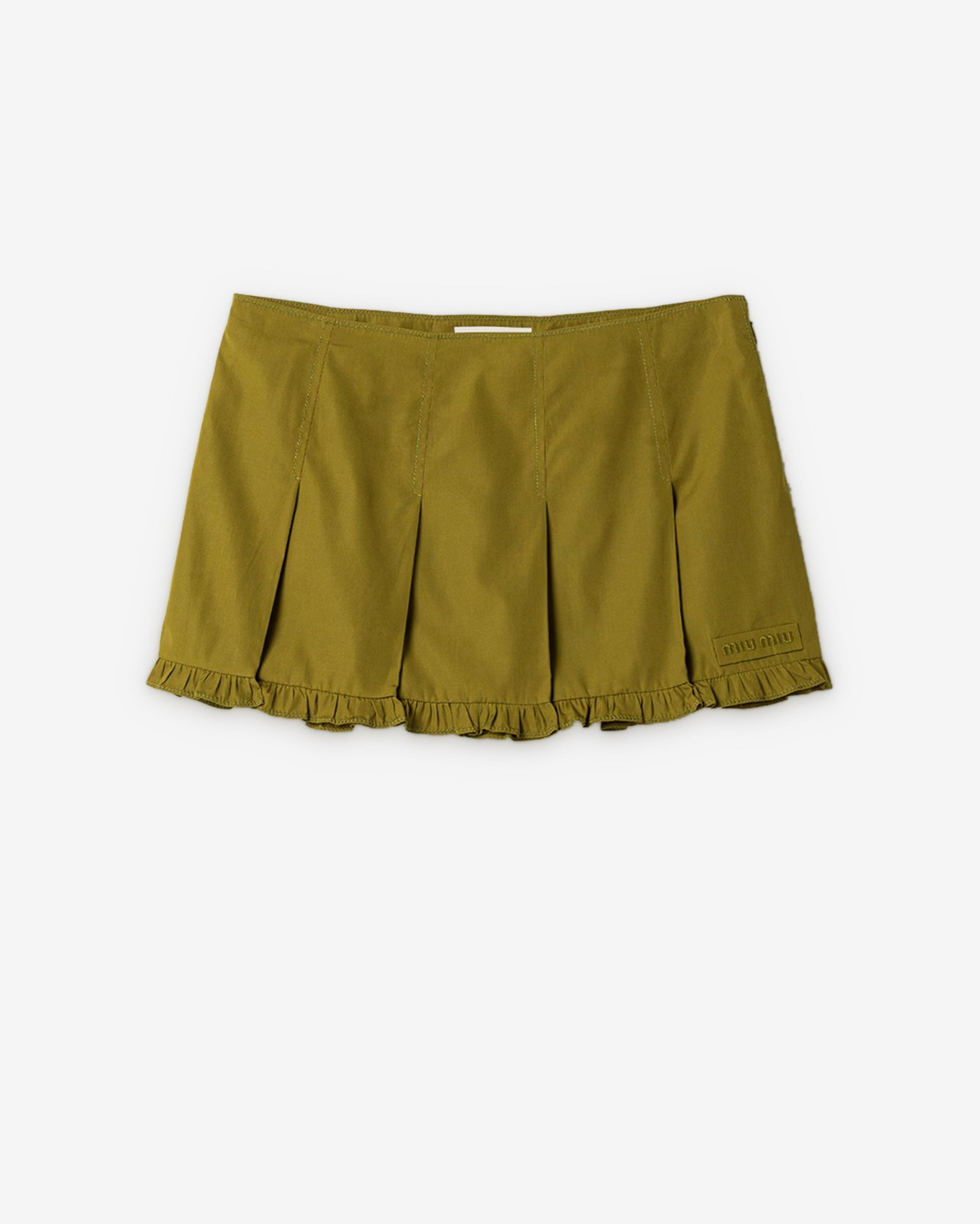 Miu Miu - Women's Poplin Pleated Mini Skirt - (Olive Green) by MIU MIU