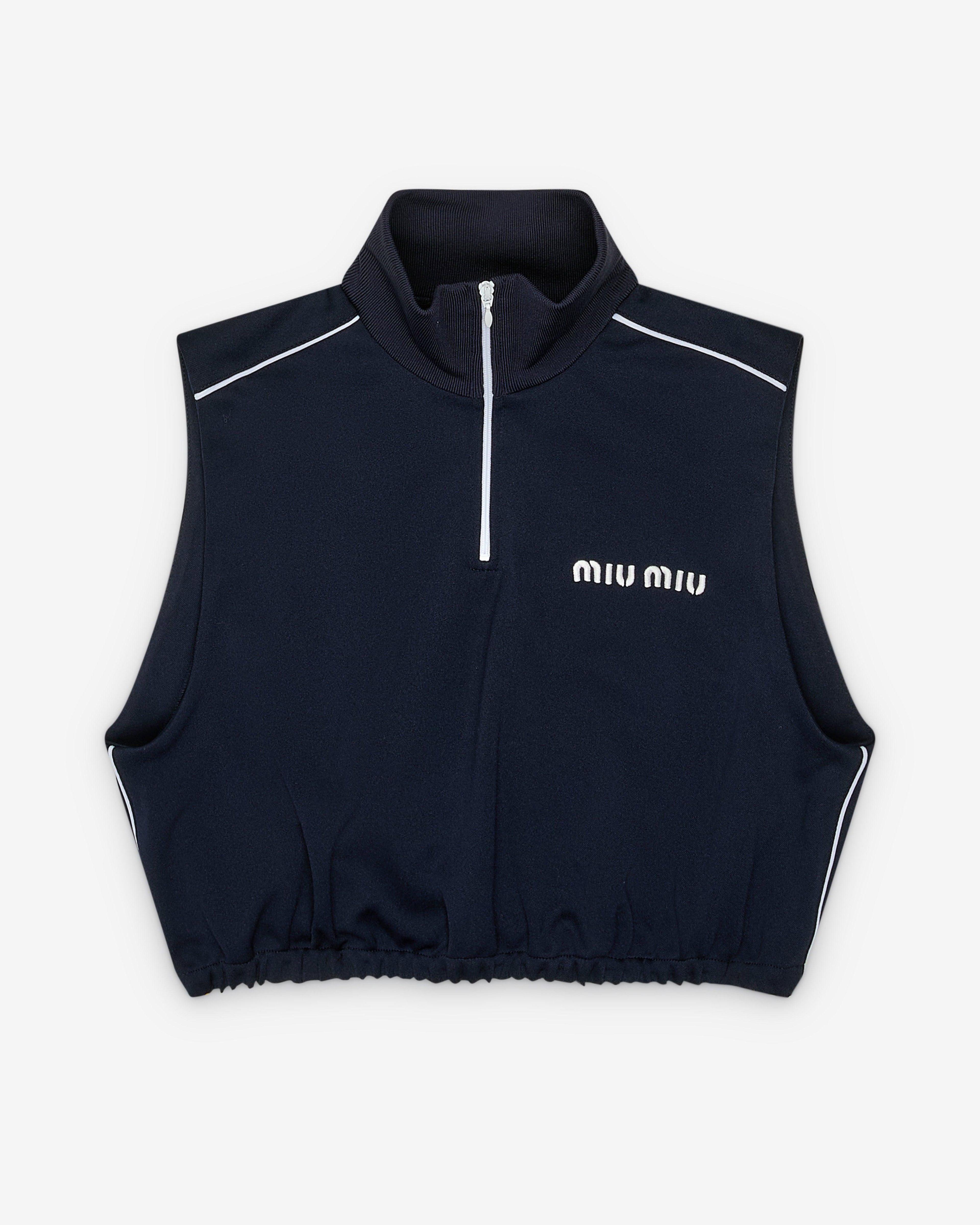 Miu Miu - Women's Quarter-Zip Top - (Navy) by MIU MIU