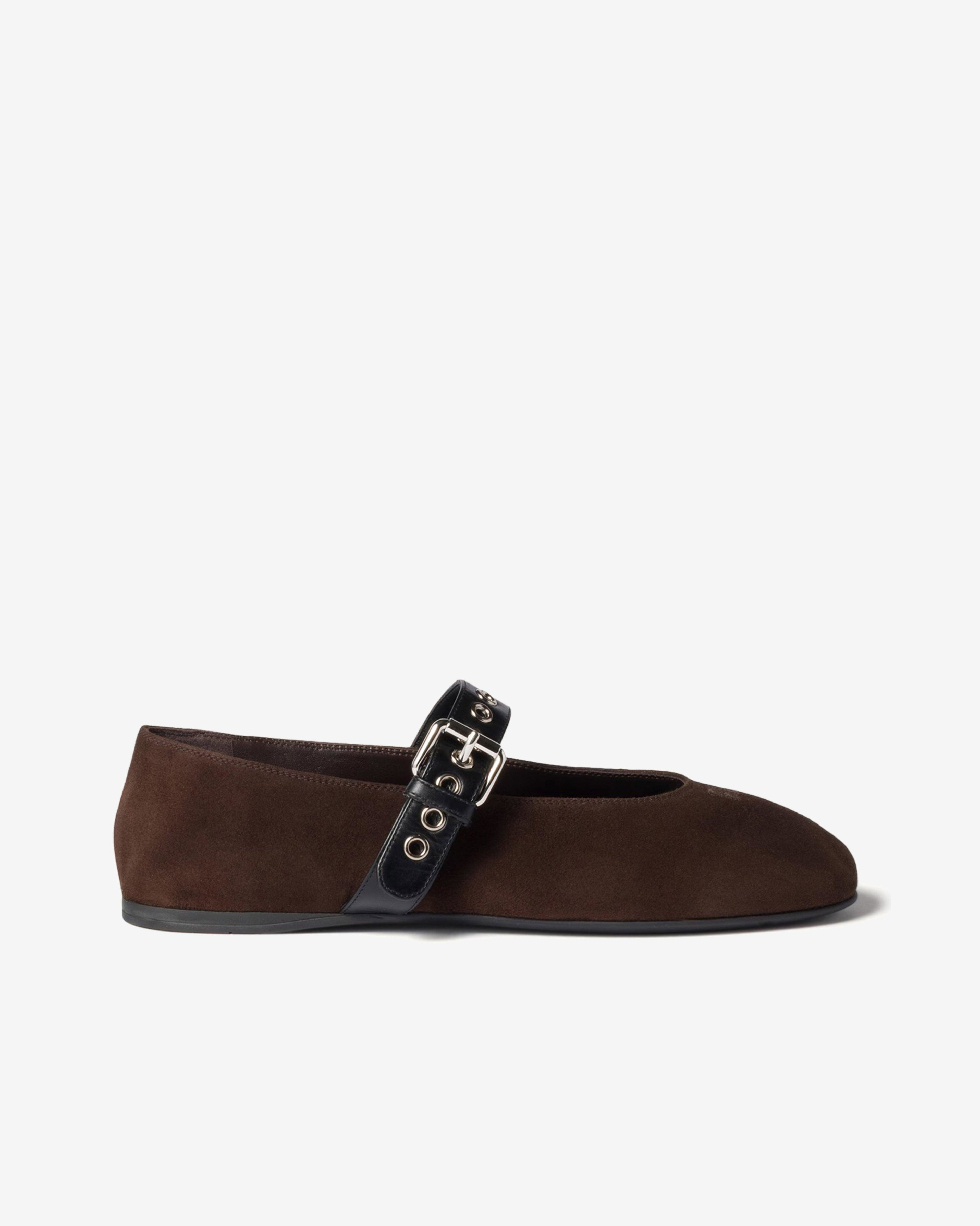 Miu Miu - Women's Suede Ballerinas - (Dark Brown) by MIU MIU