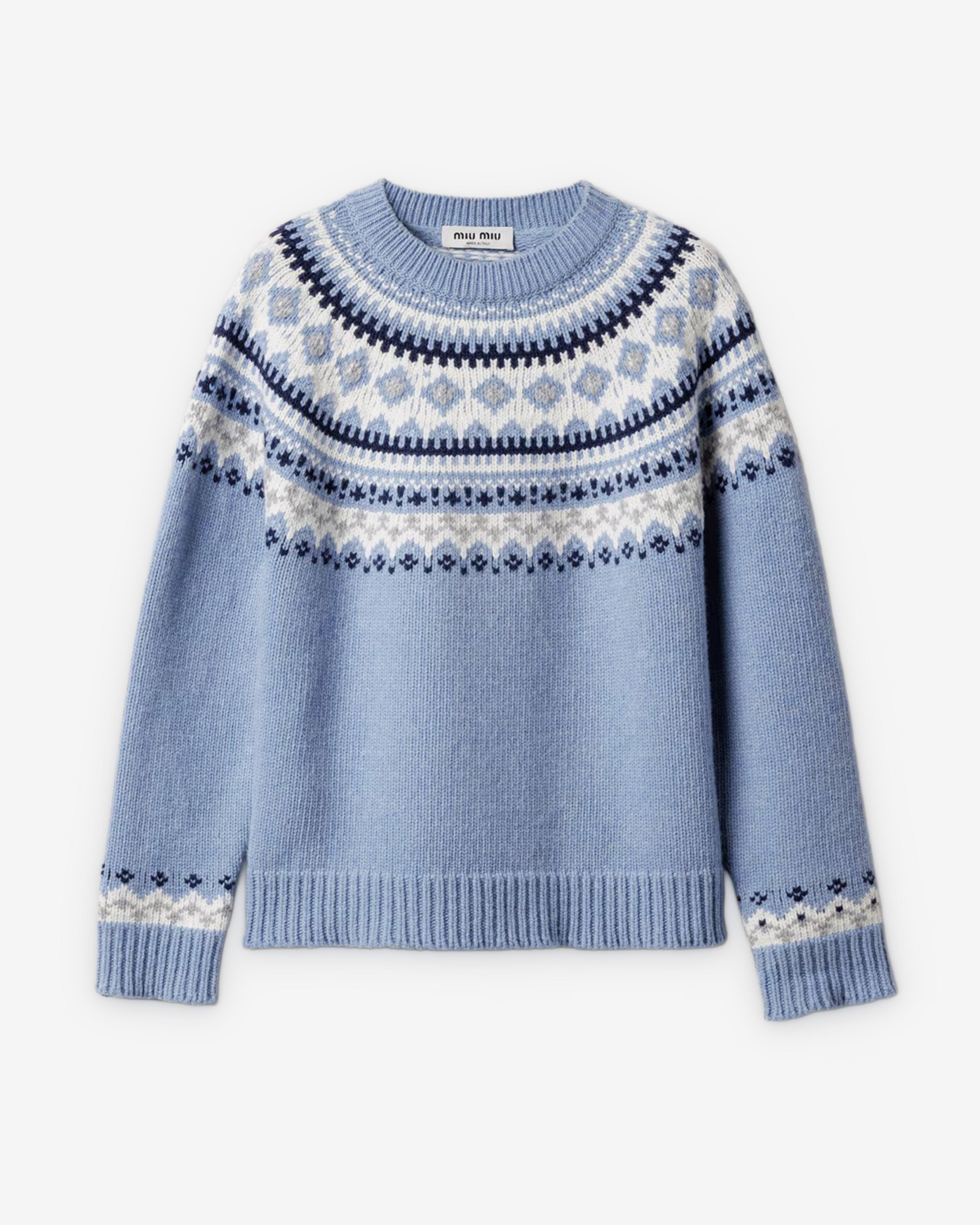 Miu Miu - Women's Wool Crew-neck Sweater - (Sapphire Blue) by MIU MIU